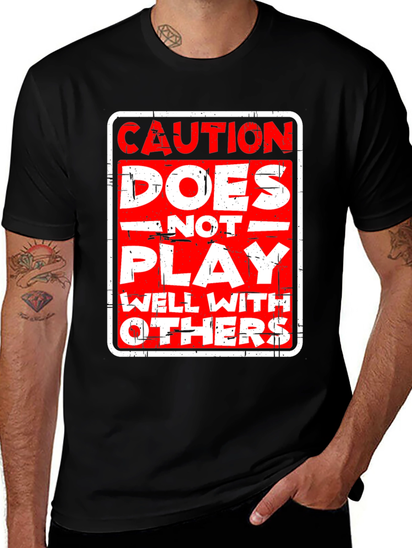 Variant 10 of Caution: Does Not Play Well With Others T-Shirt