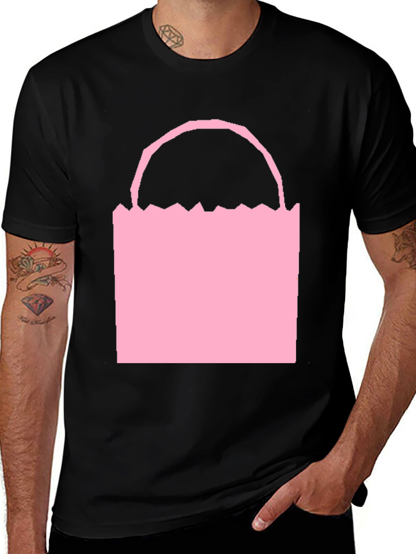Pink Easter Basket Graphic Tee - Black