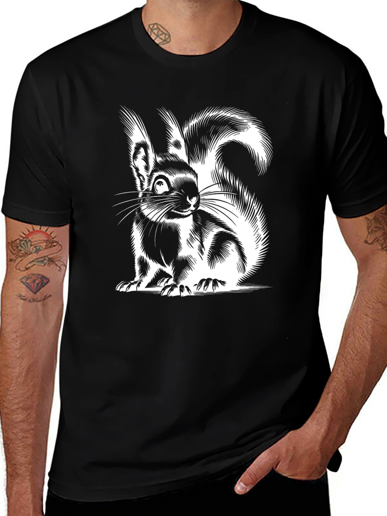 Variant 20 of Squirrel Graphic Tee - Black