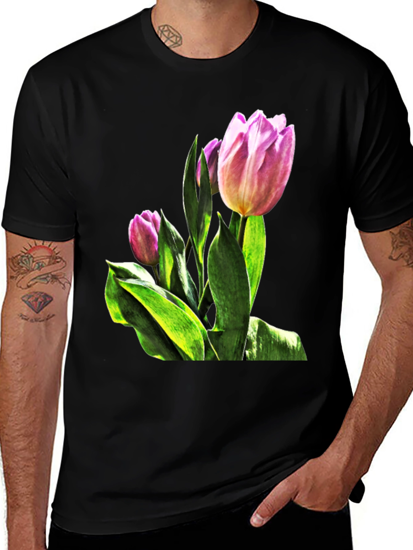 Variant 3 of Tulip Flower Graphic T-Shirt - Stylish Floral Tee