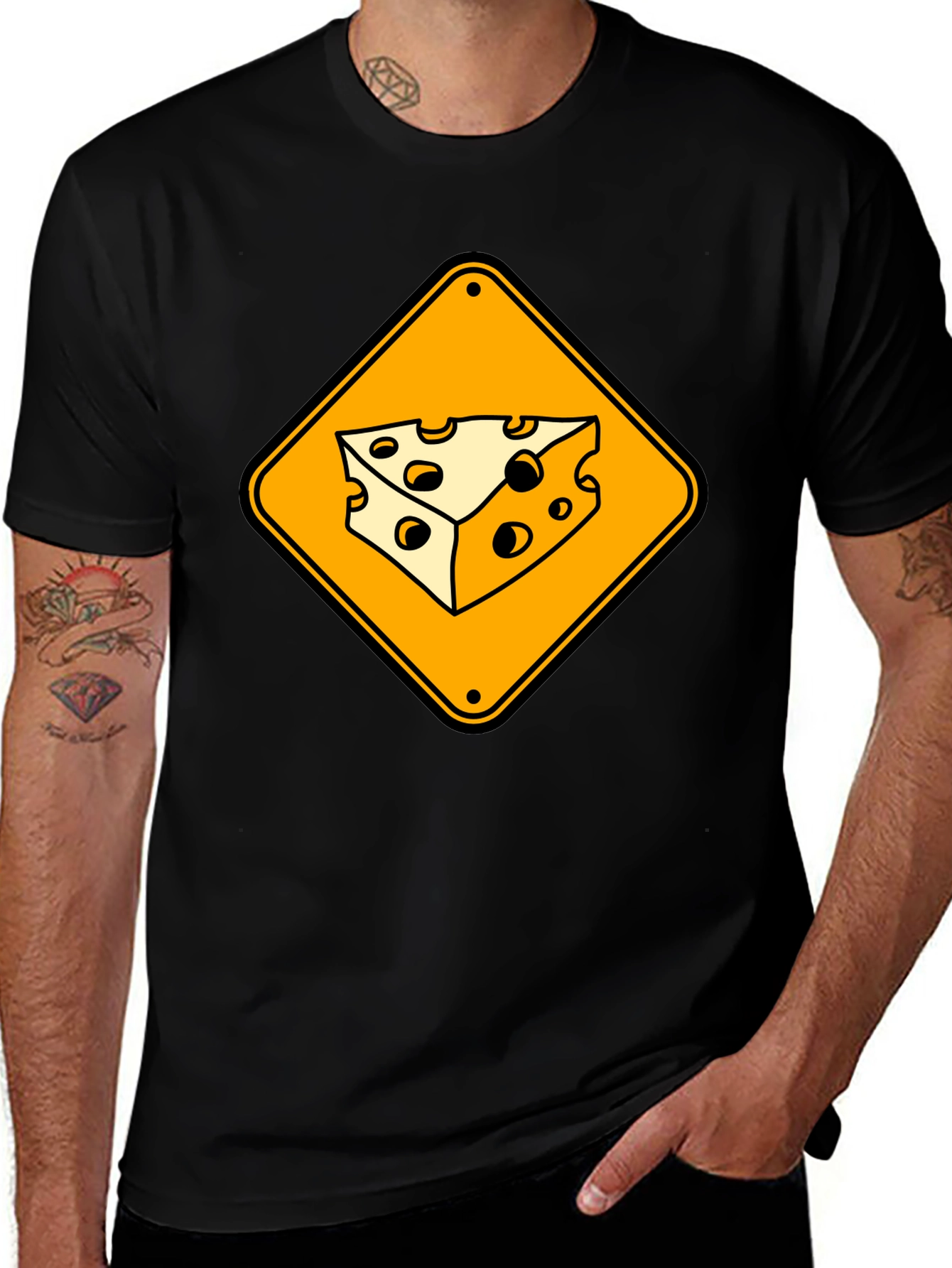Variant 26 of Cheese Warning Sign T-Shirt - Funny Food Tee