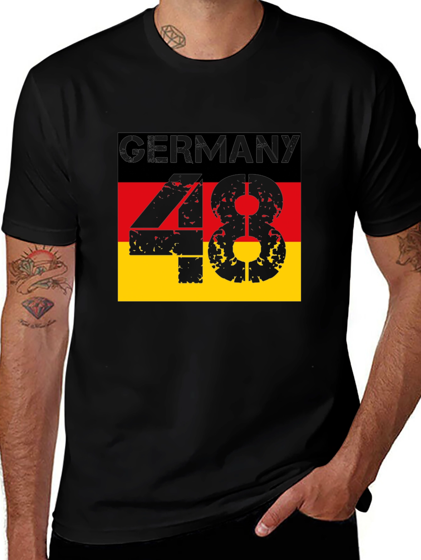 Germany 48 T-Shirt - Black German Flag Tee