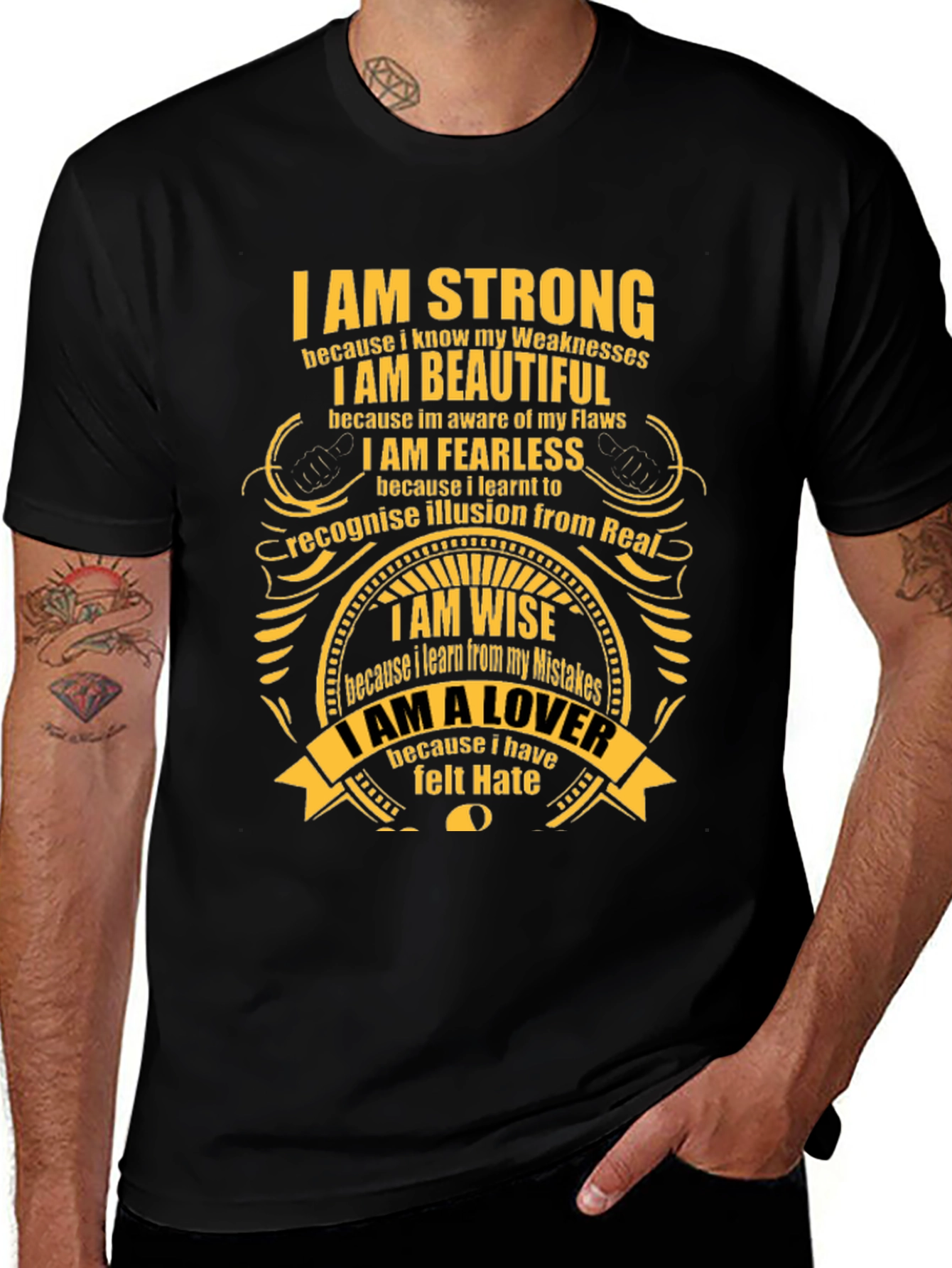 Variant 16 of Inspirational Graphic T-Shirt - Strong, Beautiful, Fearless, Wise, Lover