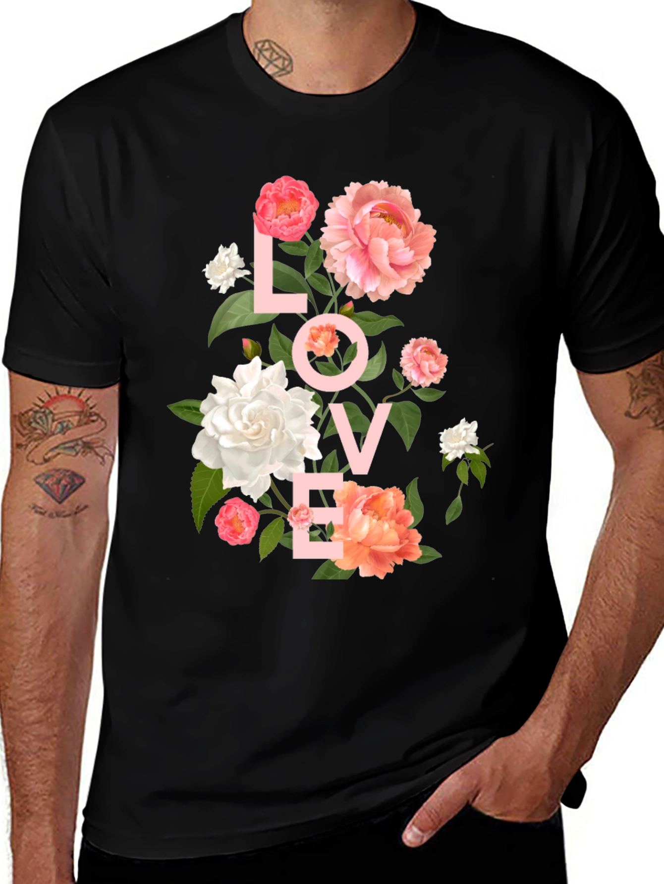 Variant 2 of Floral LOVE T-Shirt - Stylish Graphic Tee