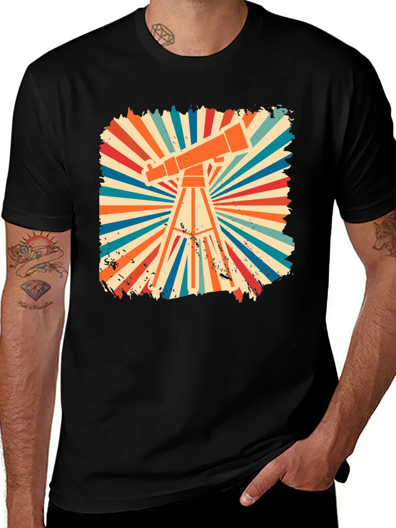Variant 12 of Retro Telescope Graphic Tee - Astronomy Enthusiast Shirt
