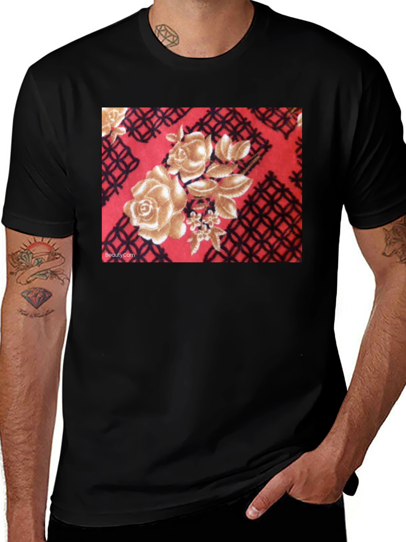 Variant 17 of Floral Pattern Black T-Shirt