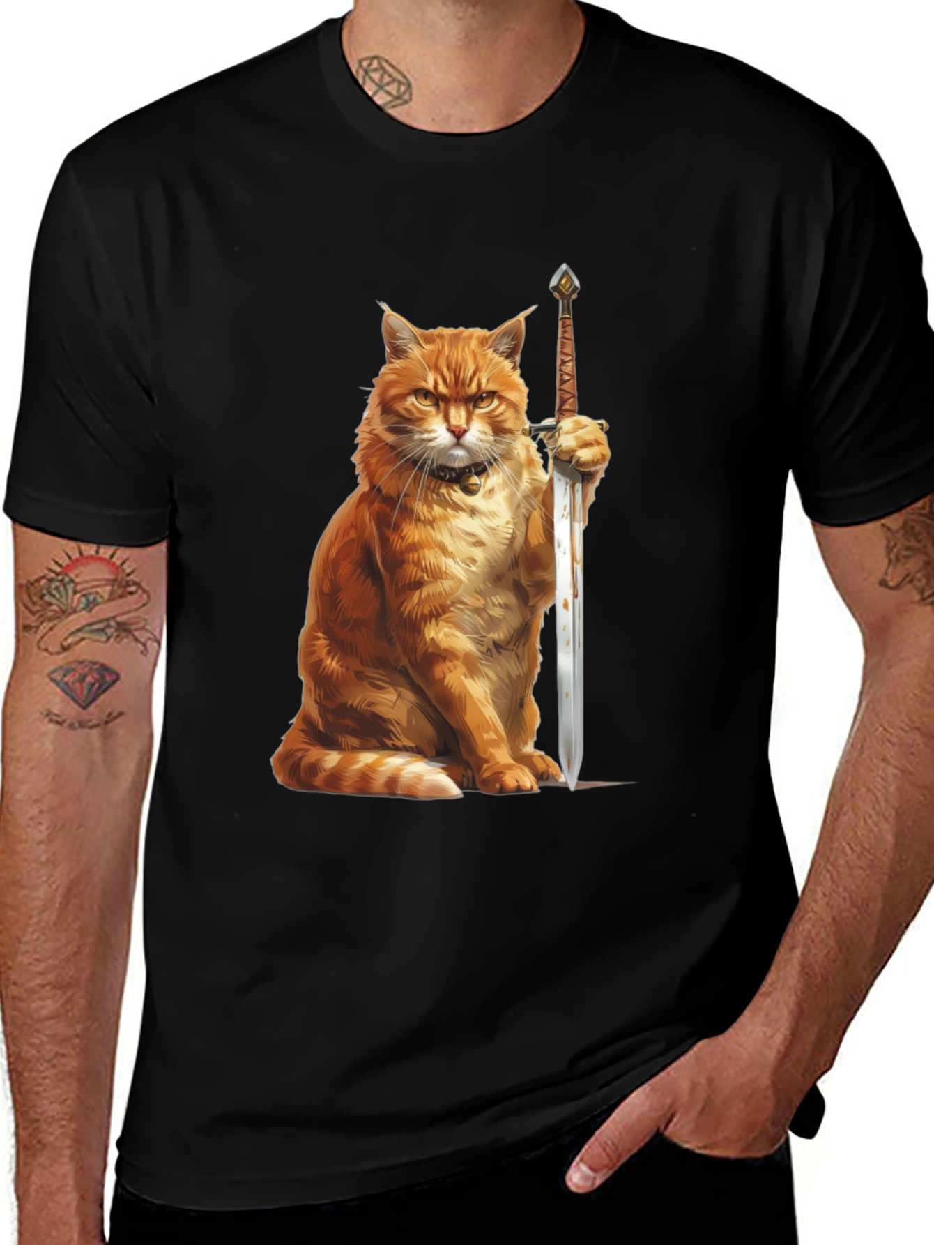 Variant 30 of Cat Warrior T-Shirt - Funny Feline Knight Tee