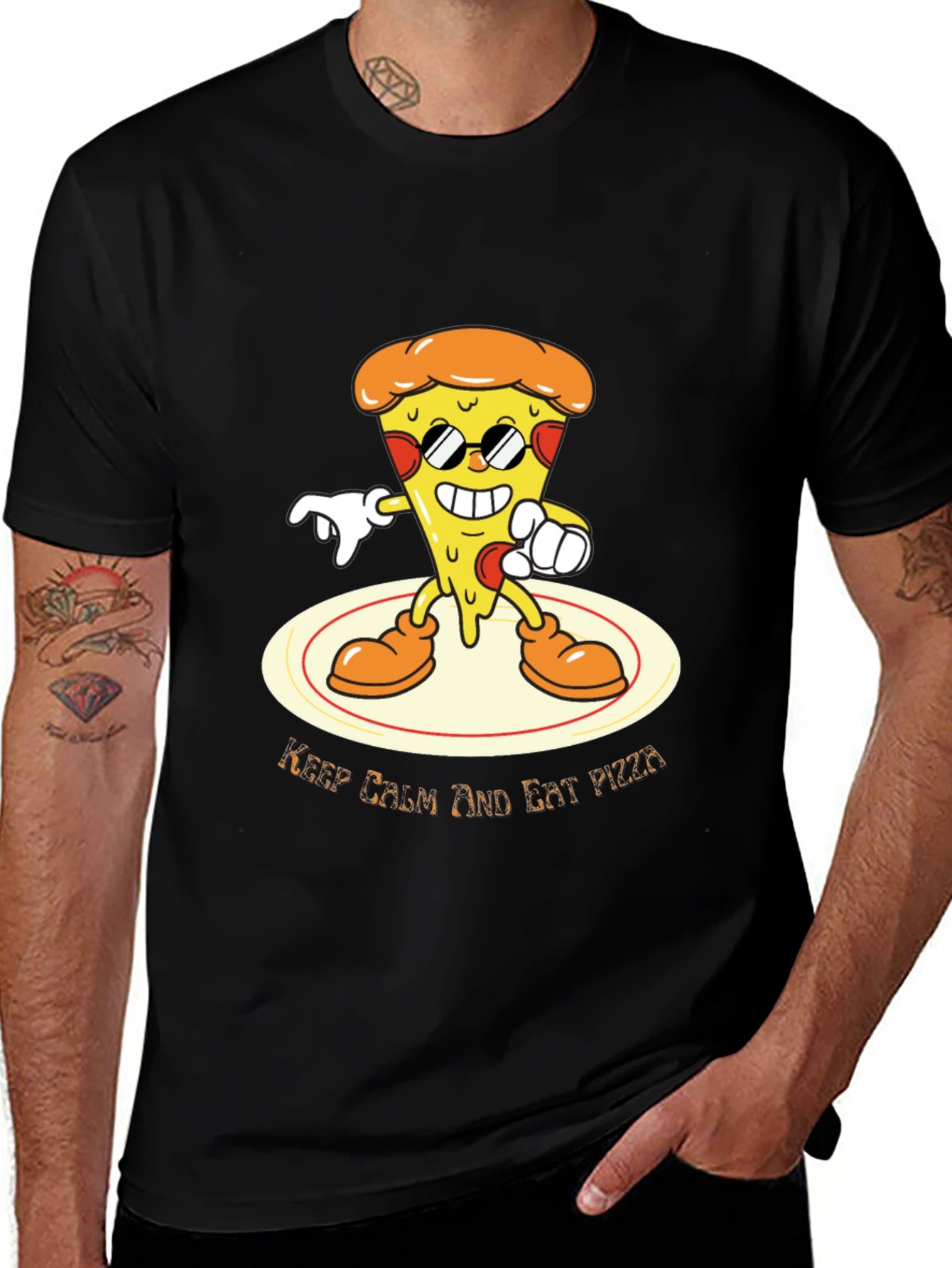 Variant 26 of Cool Pizza Graphic T-Shirt - Keep Calm and Eat Pizza