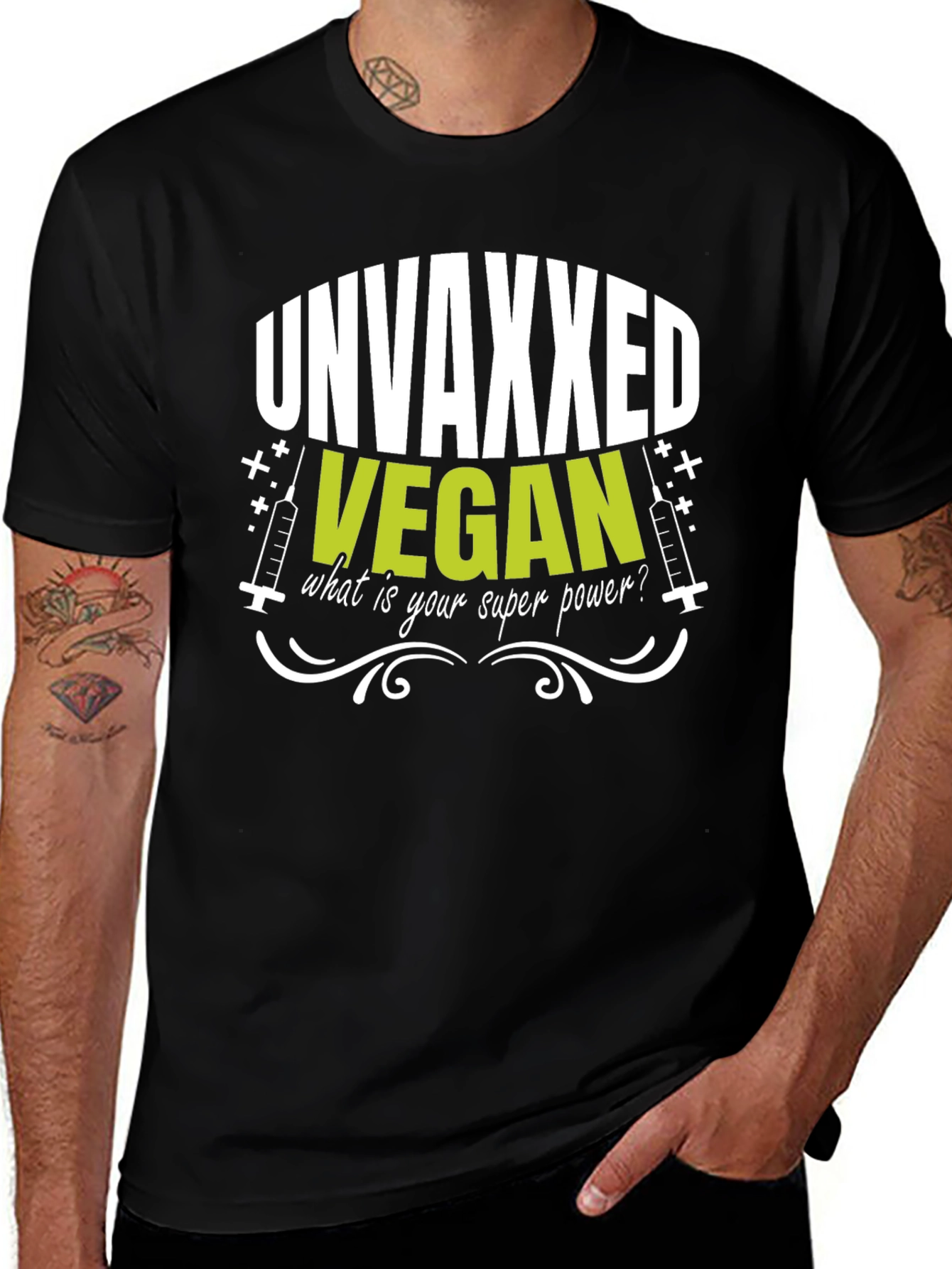 Variant 9 of Unvaxxed Vegan Superpower T-Shirt