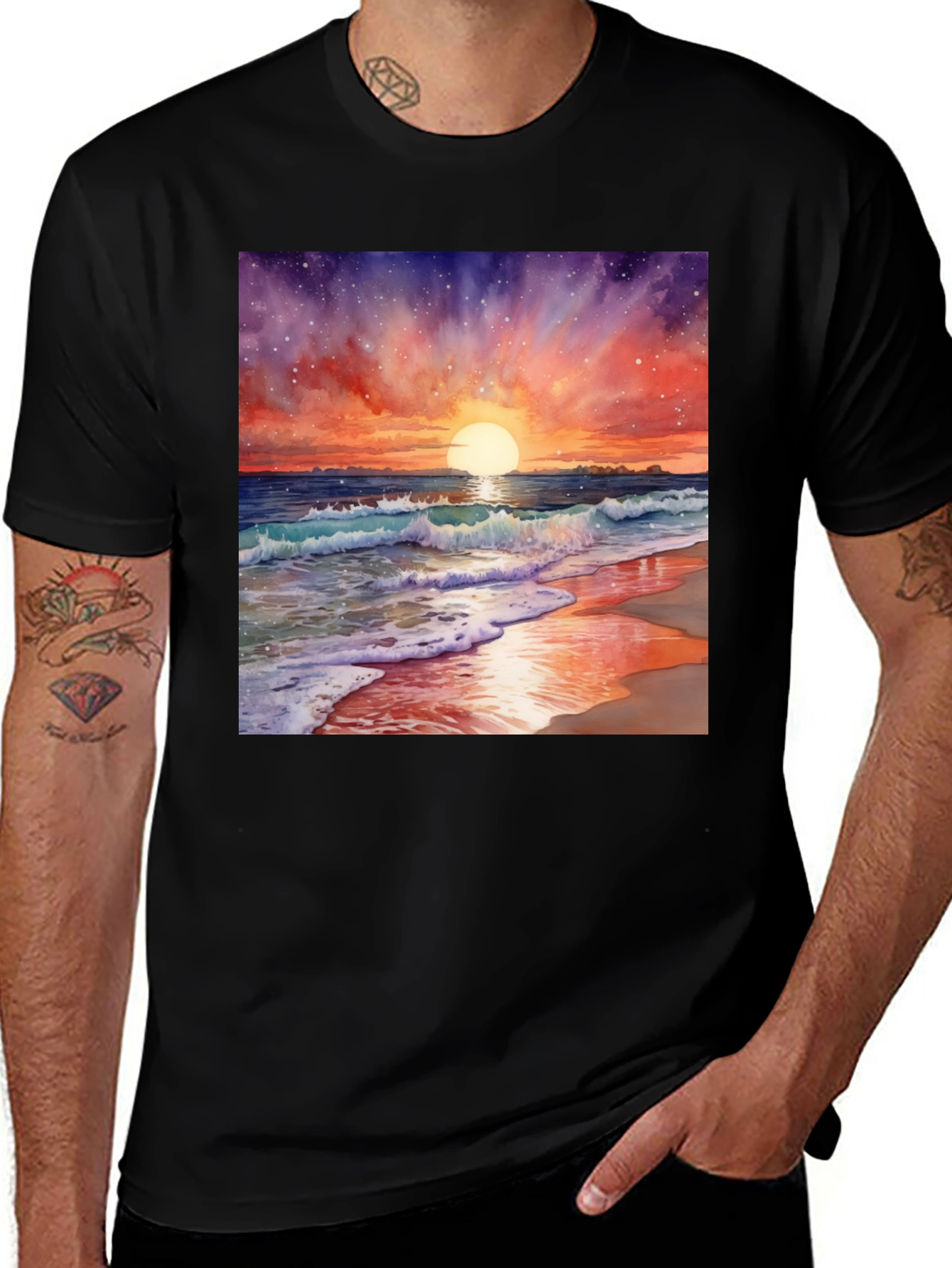 Variant 29 of Sunset Beach Watercolor T-Shirt