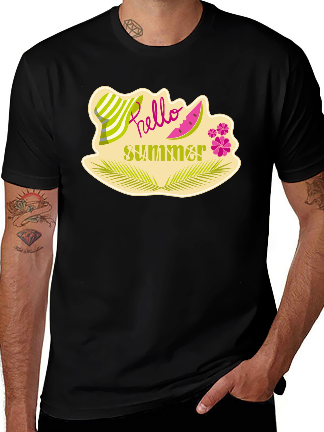 Variant 11 of Hello Summer Graphic T-Shirt, Black