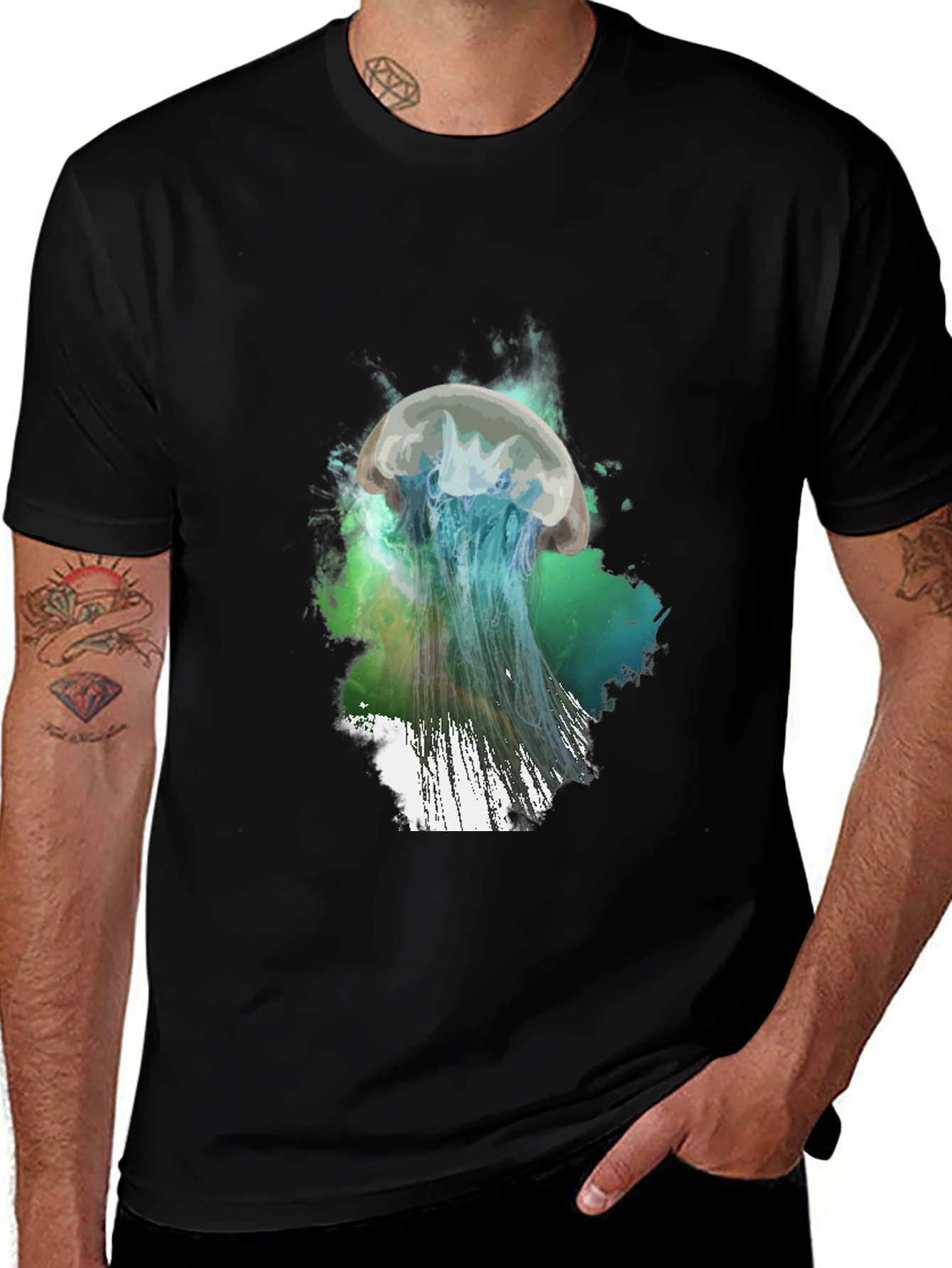 Variant 10 of Jellyfish Splash Graphic T-Shirt - Black