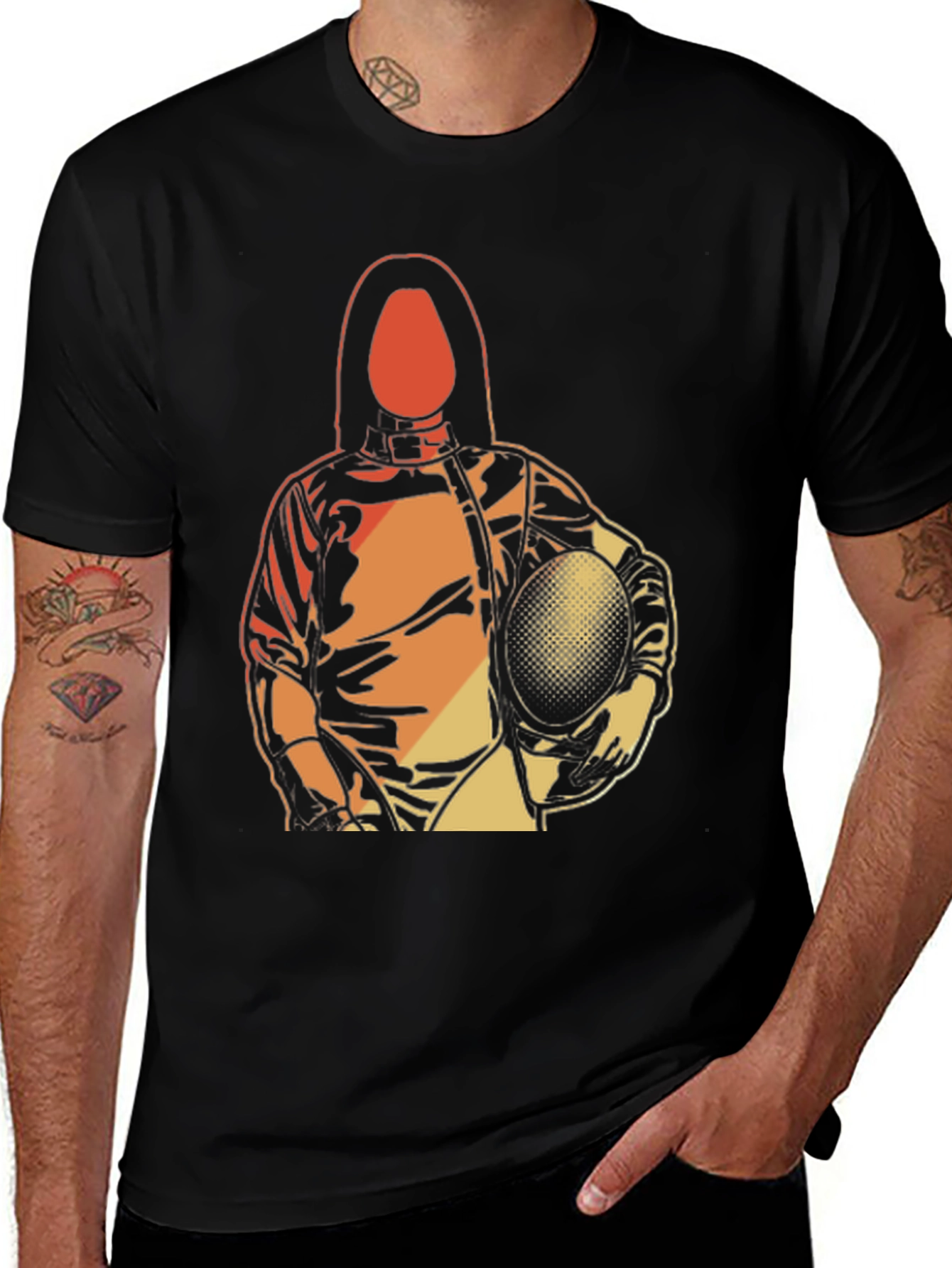 Variant 5 of Fencer Graphic Tee - Sporty Retro Design