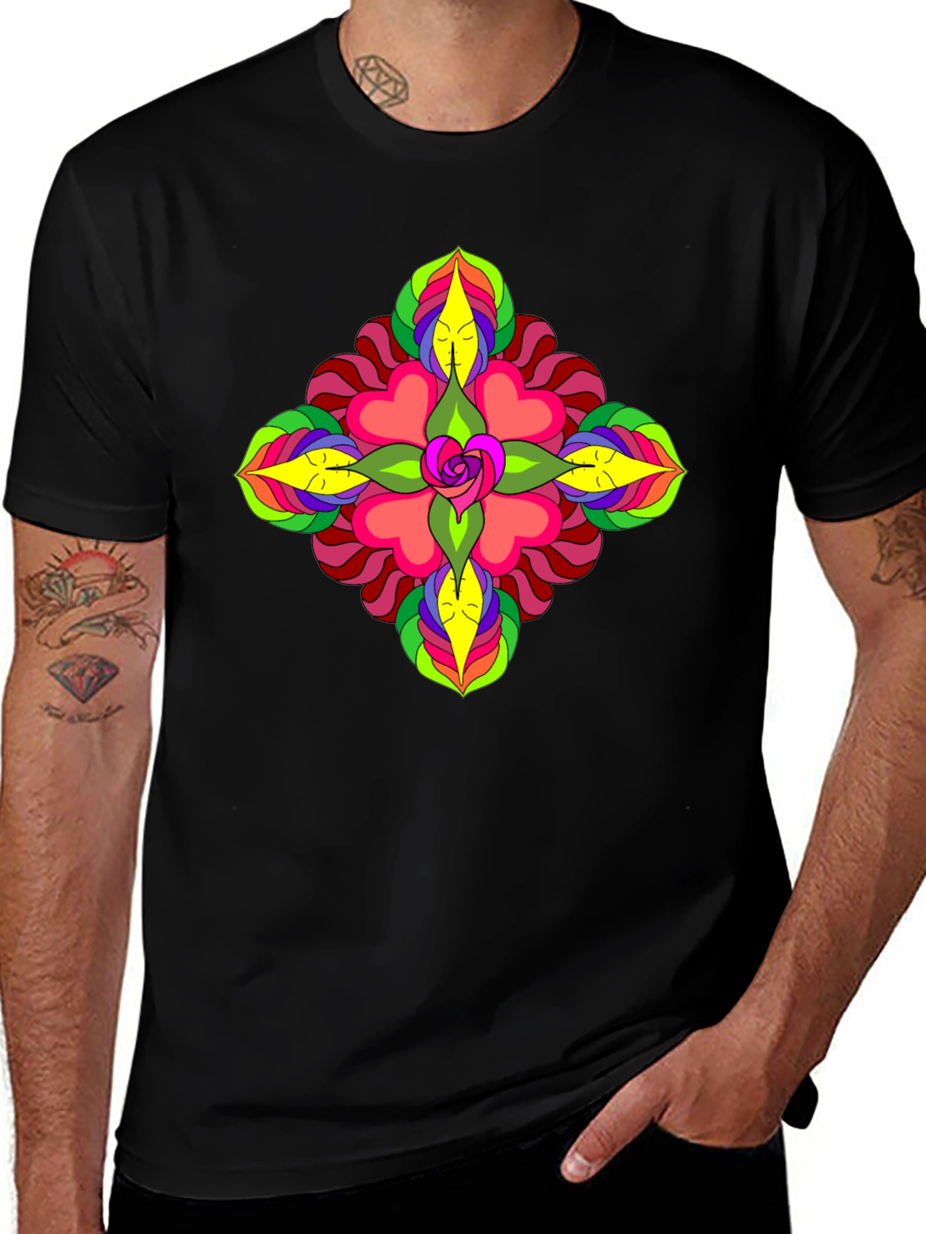 Variant 5 of Psychedelic Mandala Black T-Shirt