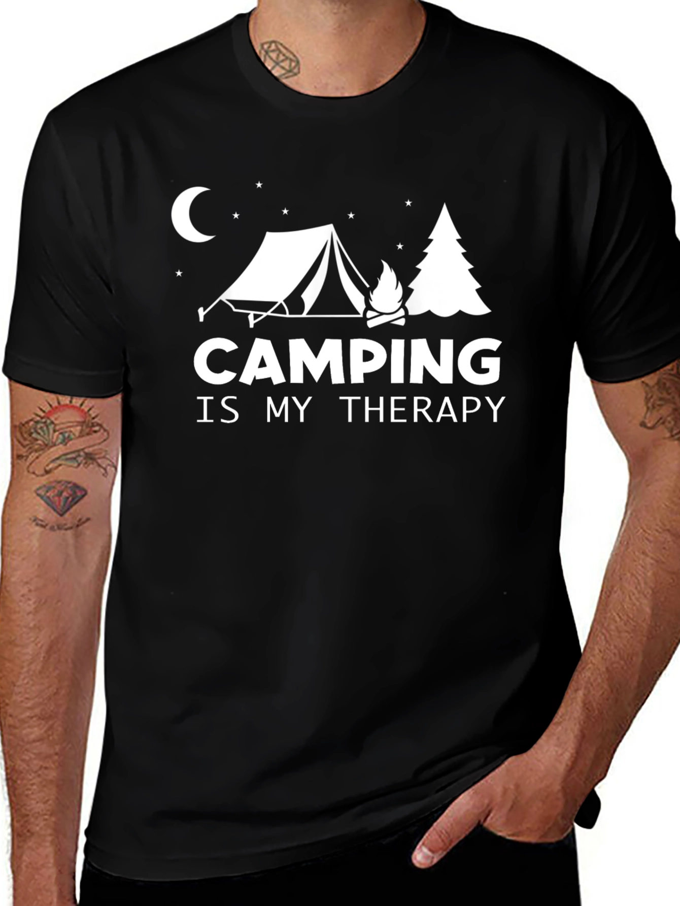 Variant 25 of Camping Is My Therapy Graphic Tee - Black