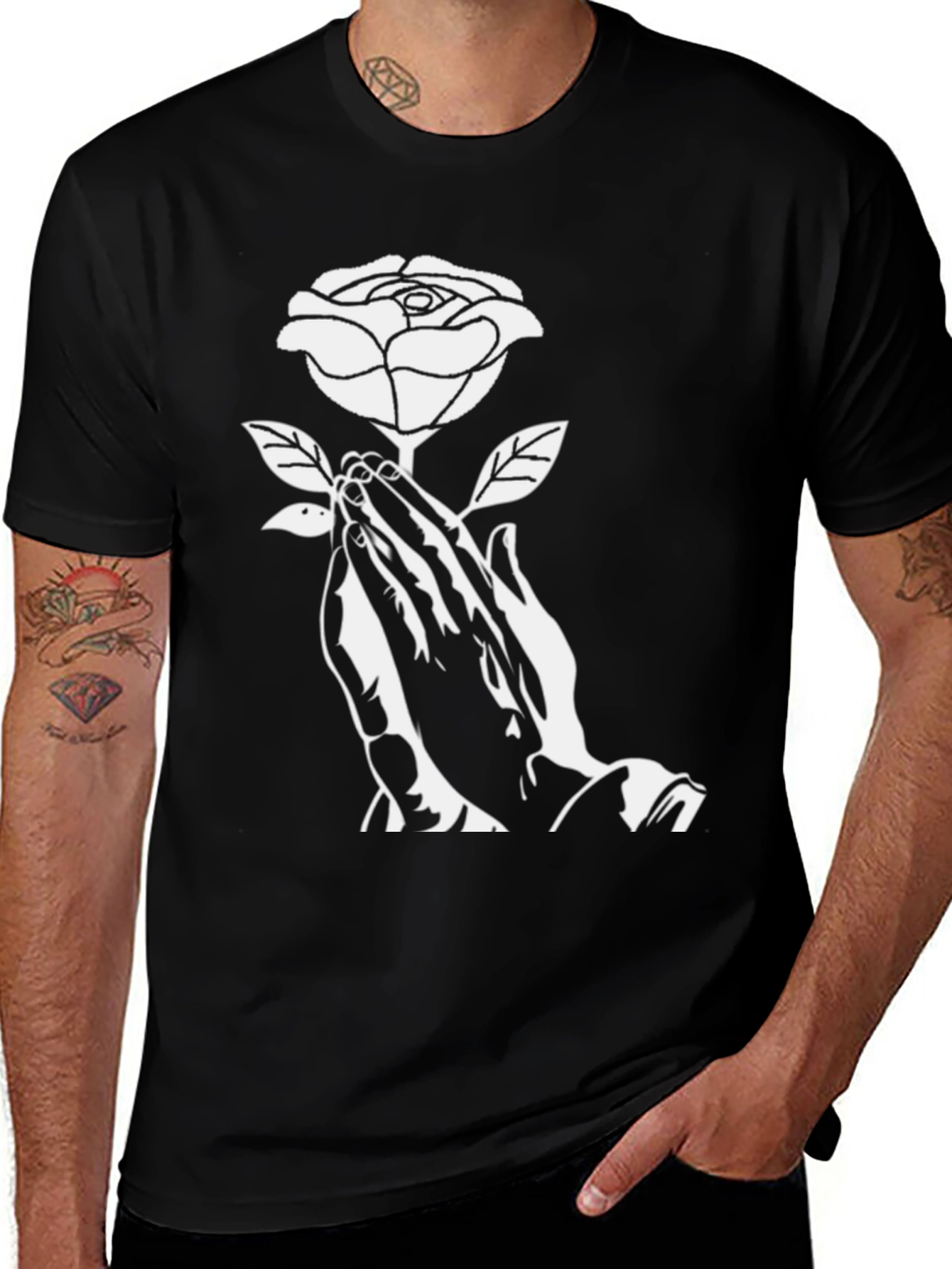 Variant 26 of Rose Praying Hands Graphic T-Shirt