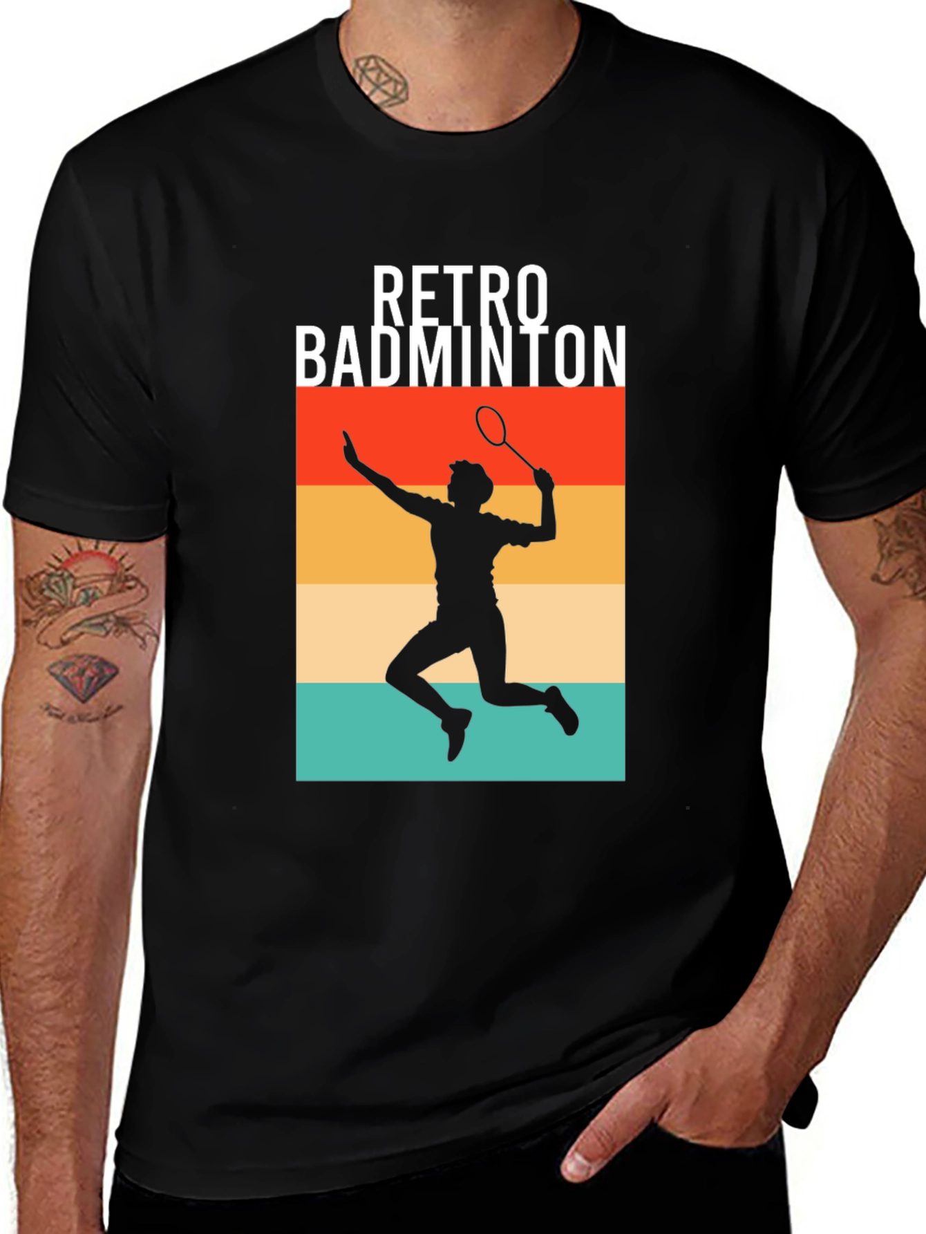 Variant 16 of Retro Badminton Player Graphic Tee