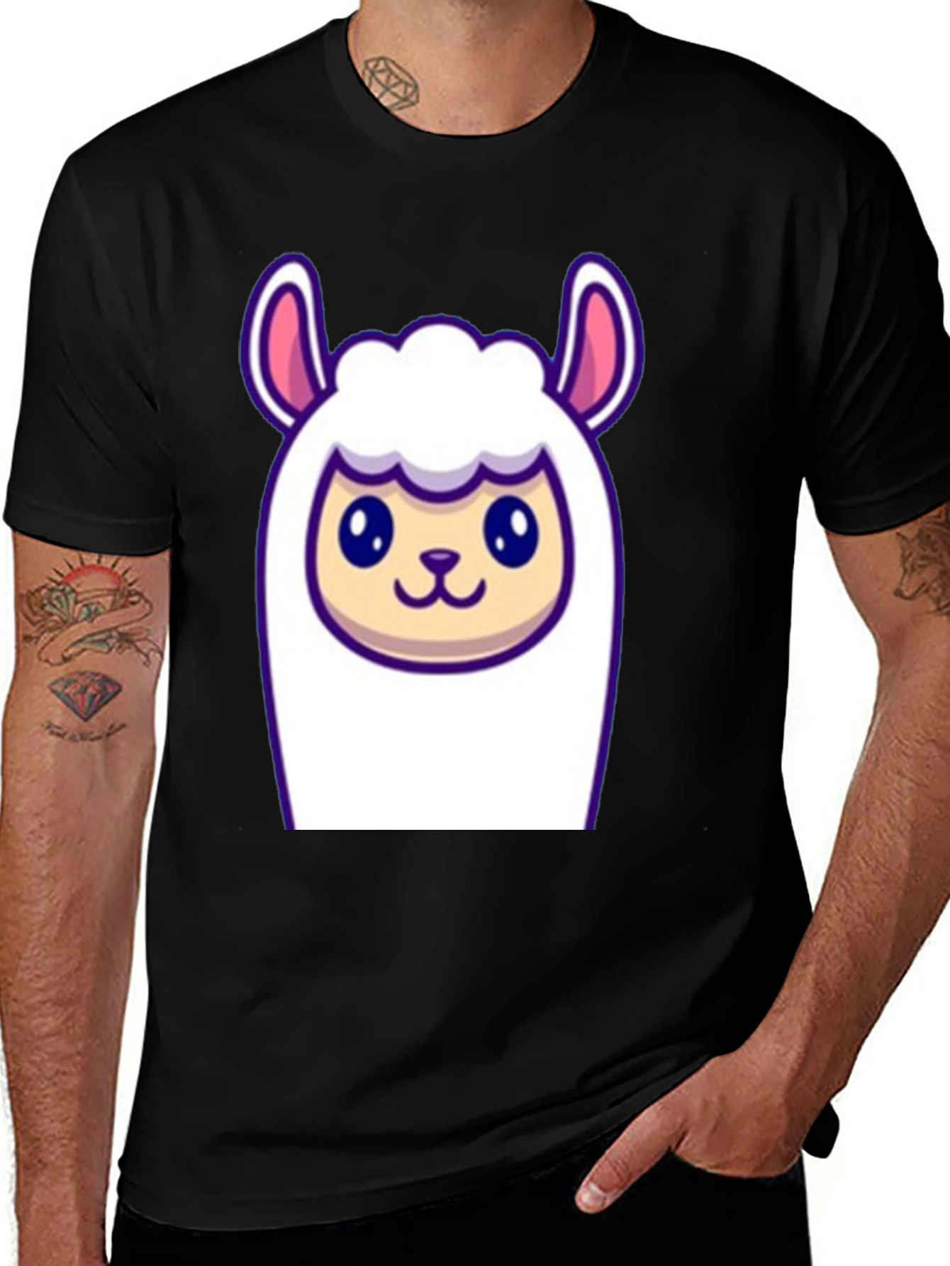 Variant 28 of Cute Llama Graphic Tee - Soft Black T-Shirt