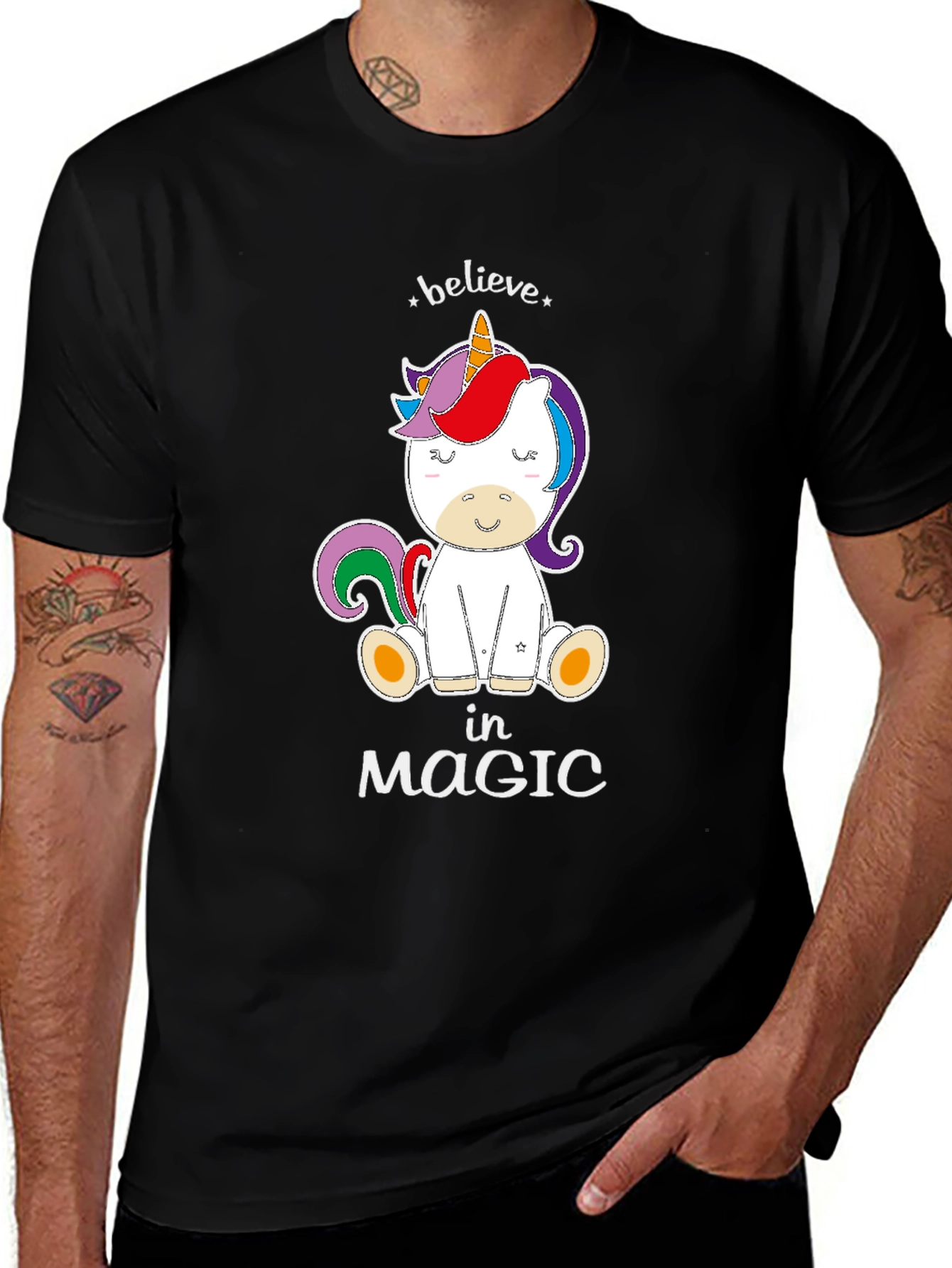 Variant 9 of Believe in Magic Unicorn T-Shirt - Black