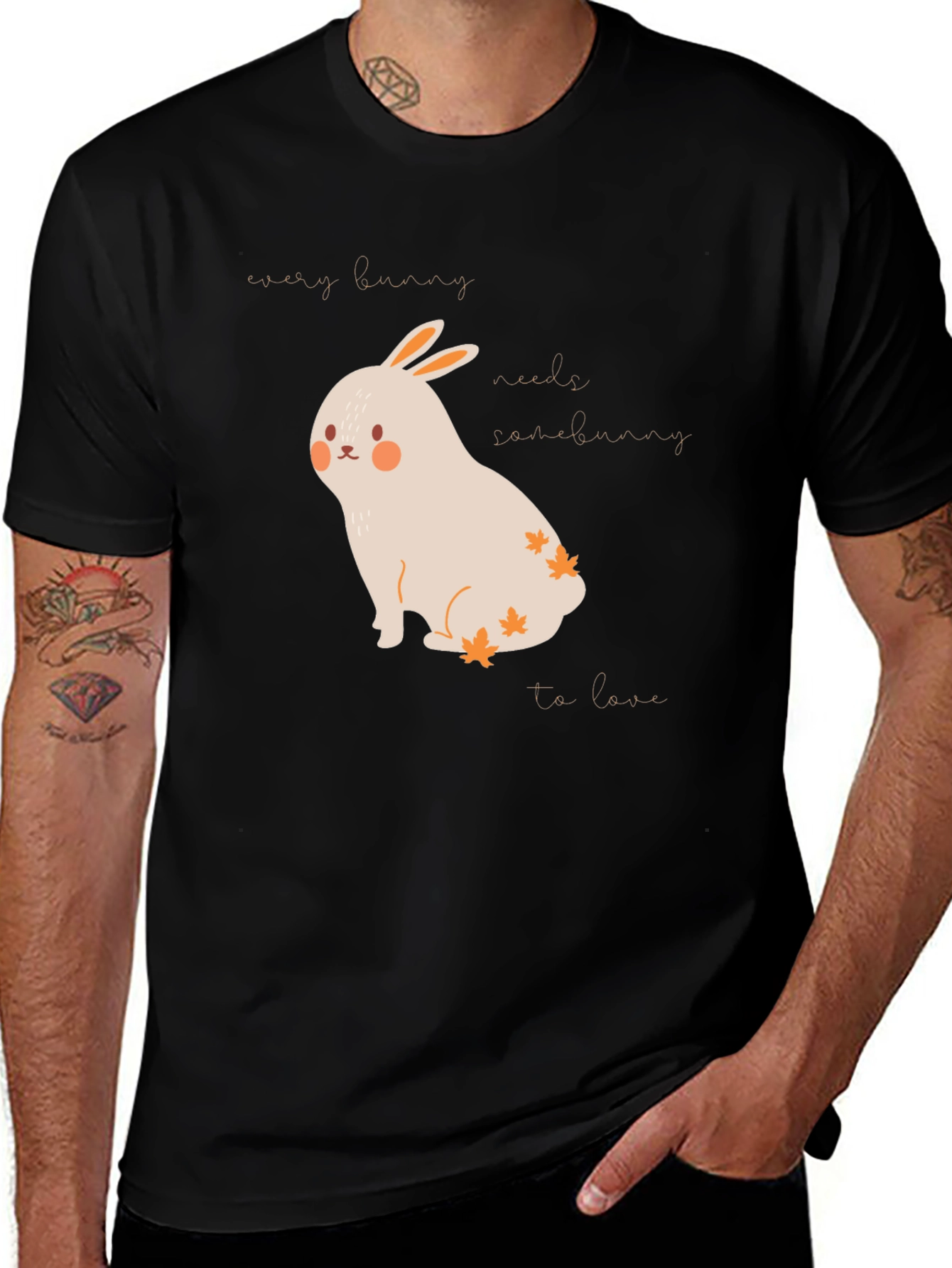 Bunny Needs Somebunny Black T-Shirt