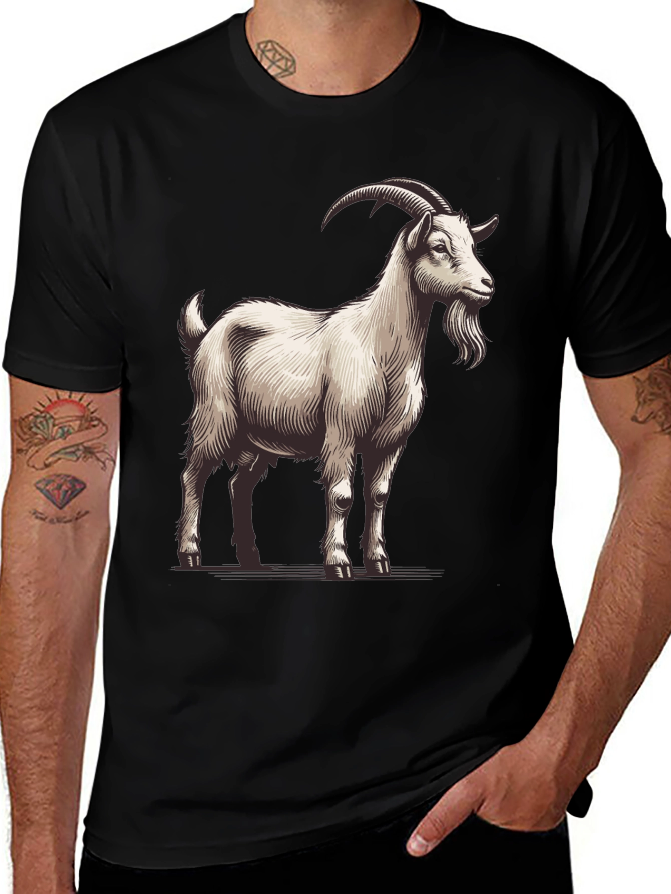 Variant 15 of Goat Graphic Tee - Black Cotton T-Shirt