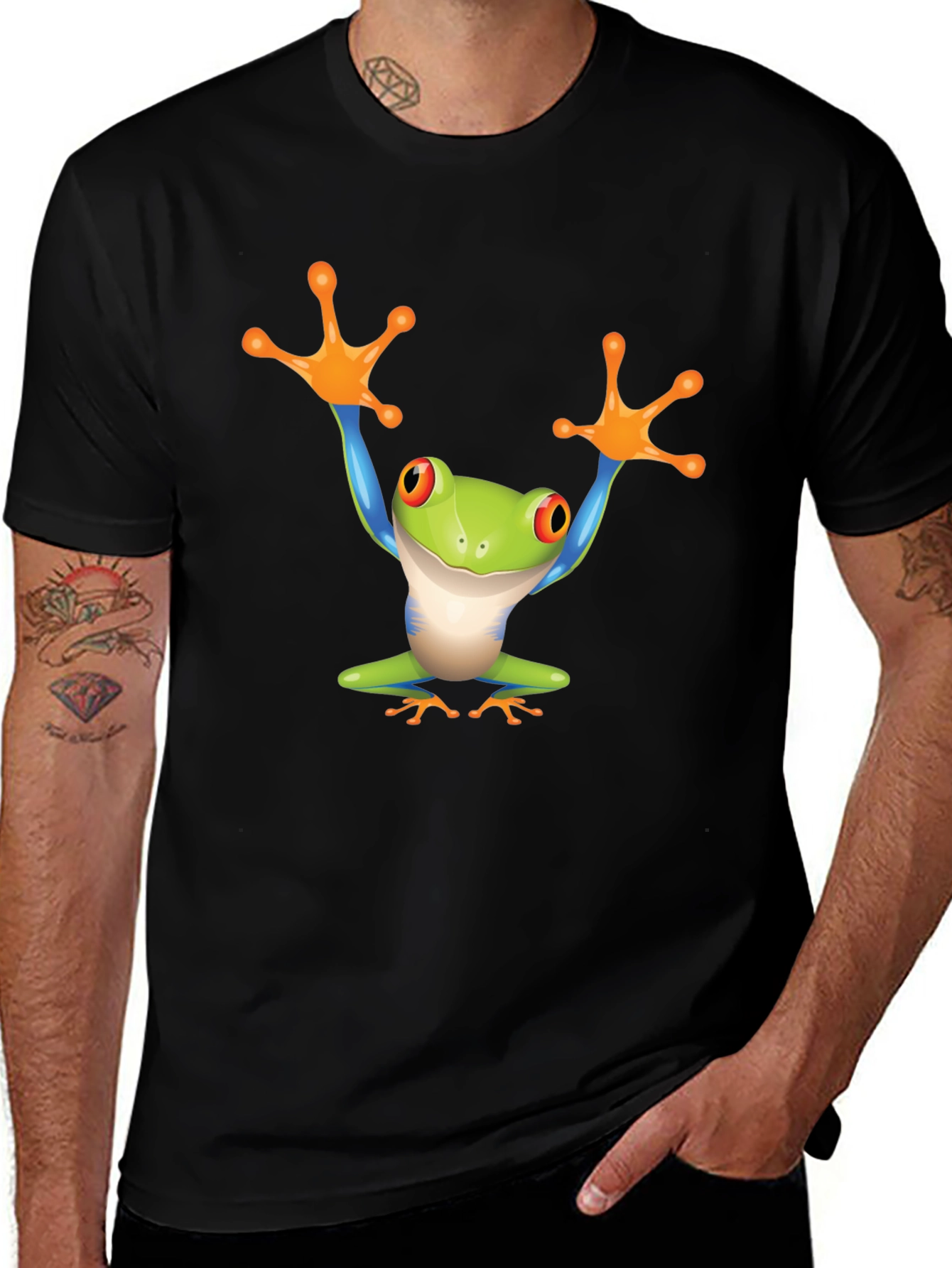 Variant 22 of Frog Graphic Tee - Black Cotton Blend T-Shirt