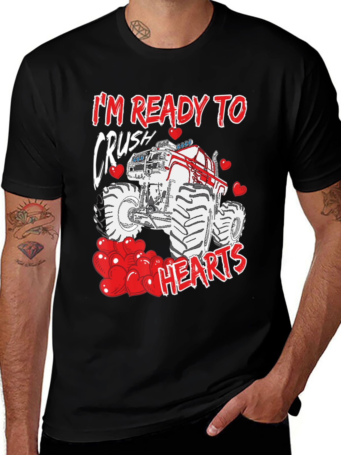 Variant 7 of Ready to Crush Hearts Valentine's Day Monster Truck Tee