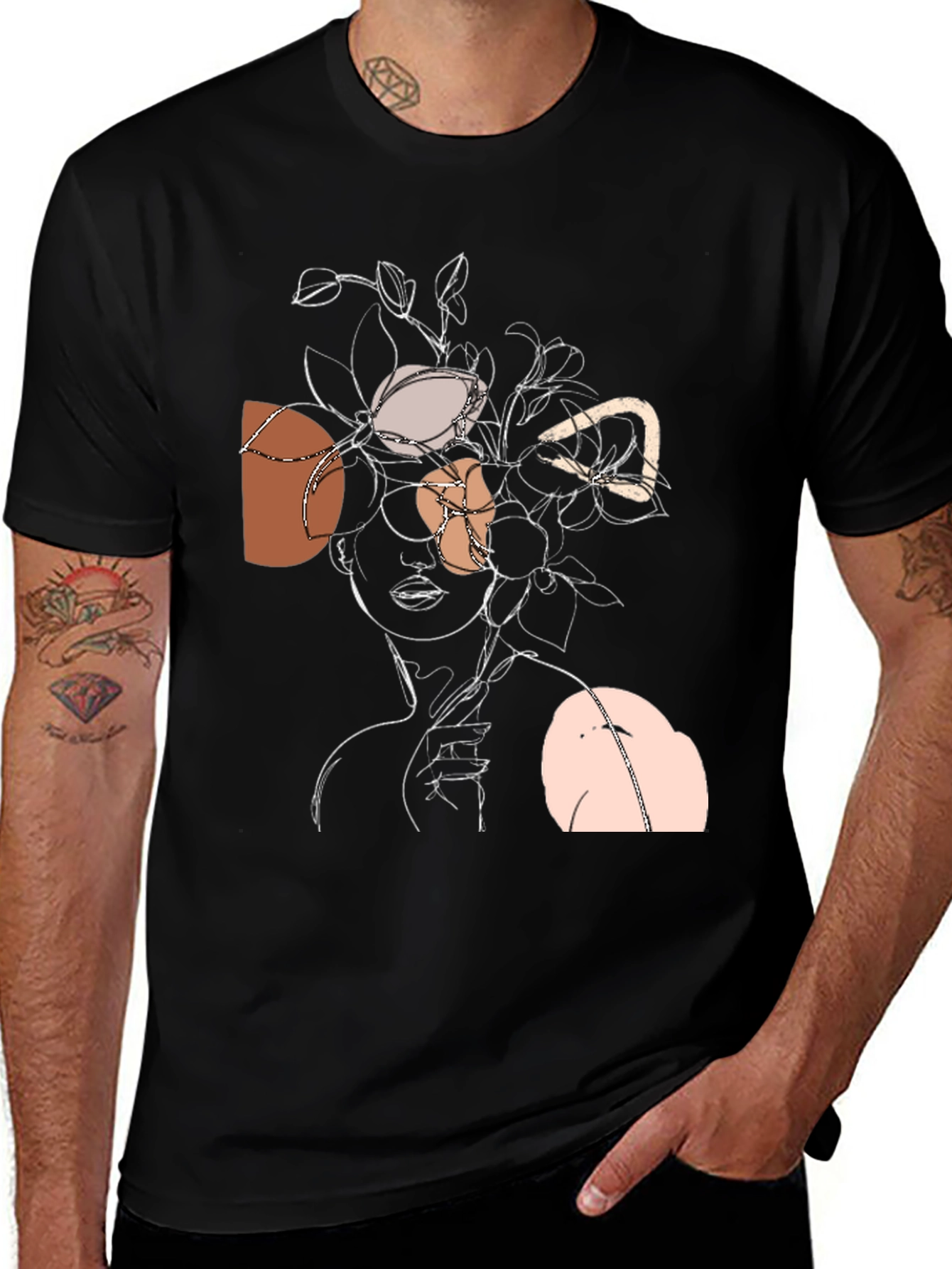 Variant 9 of Abstract Face Graphic Black T-Shirt