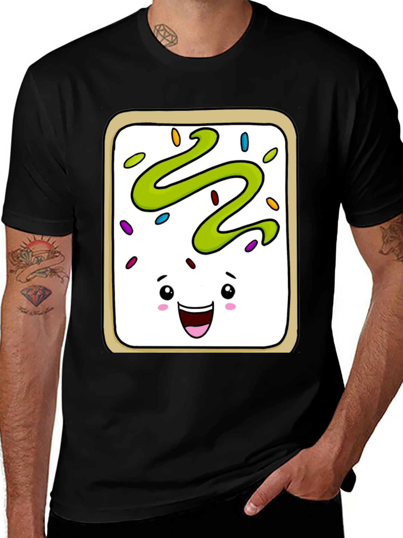 Variant 30 of Pop Tart Kawaii Face Black T-Shirt