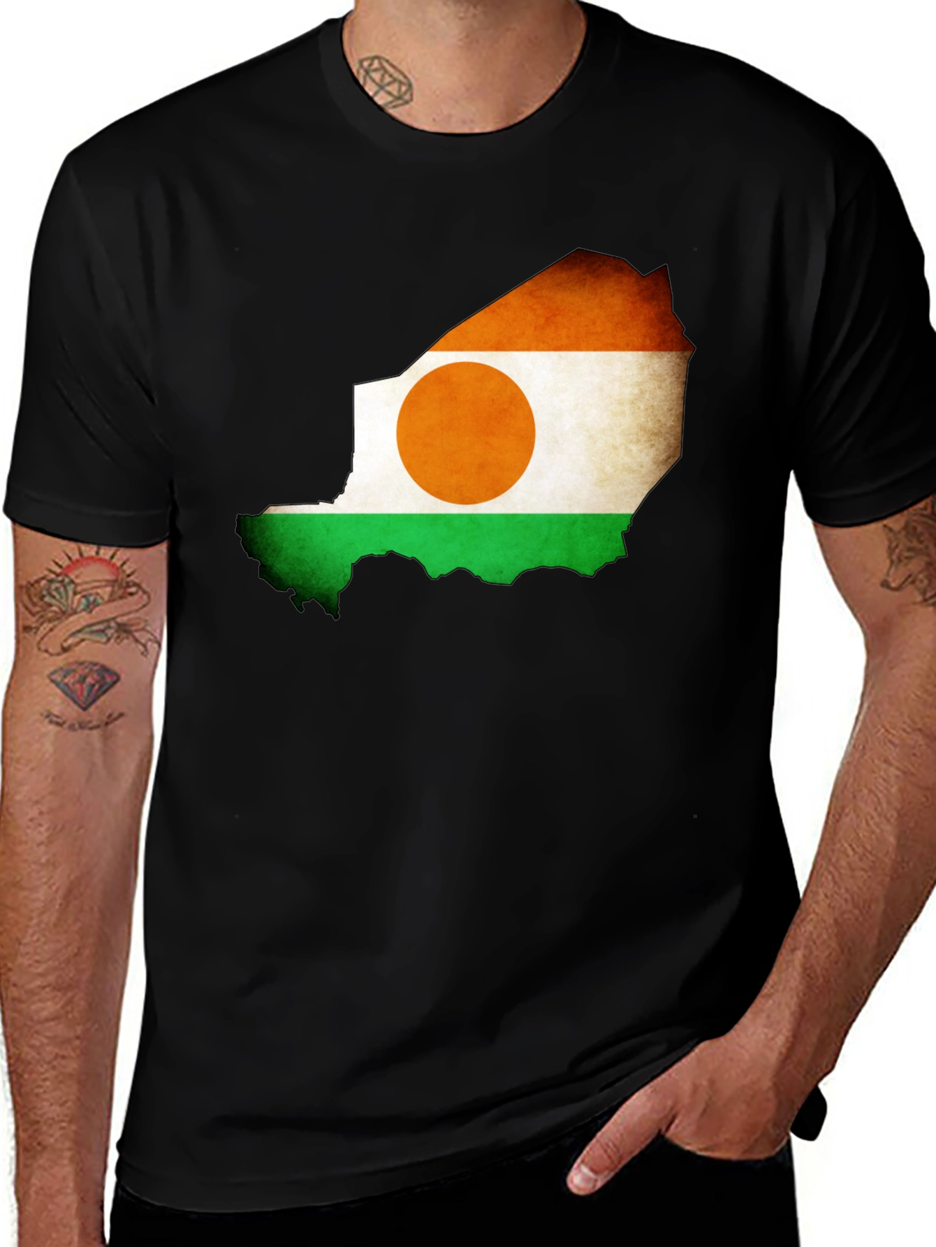 Variant 9 of Niger Flag Map Graphic Tee - Black