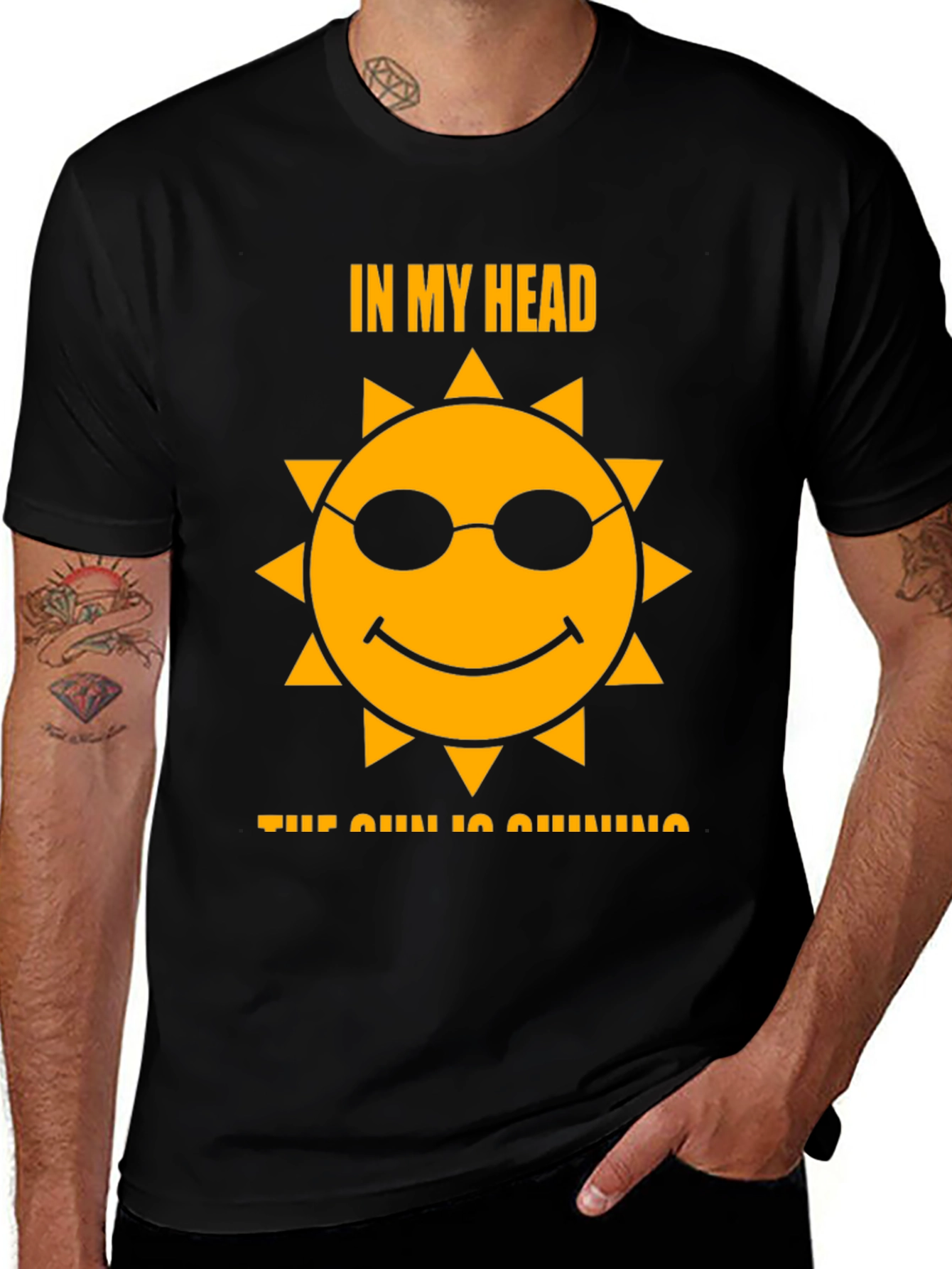 Variant 5 of Sunny Mind Black T-Shirt: Cheerful Graphic Tee