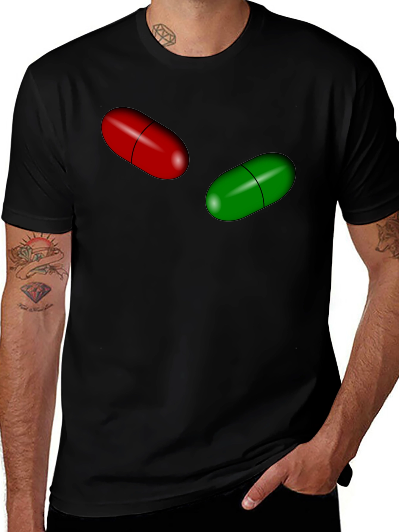 Variant 3 of Pill Design Black Cotton T-Shirt
