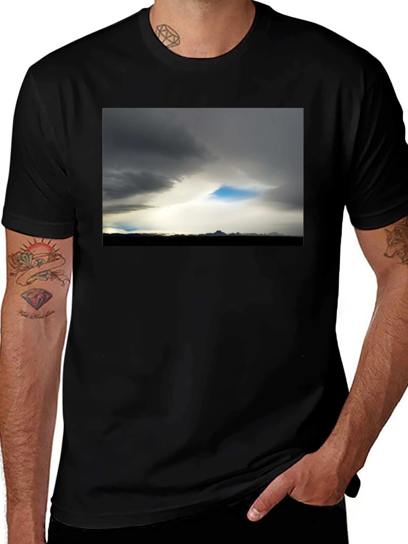 Variant 11 of Stormy Sky Graphic Tee - Black Casual T-Shirt