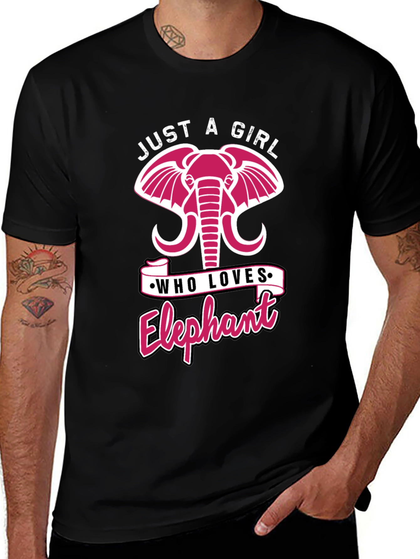 Variant 15 of Just a Girl Who Loves Elephants Black T-Shirt