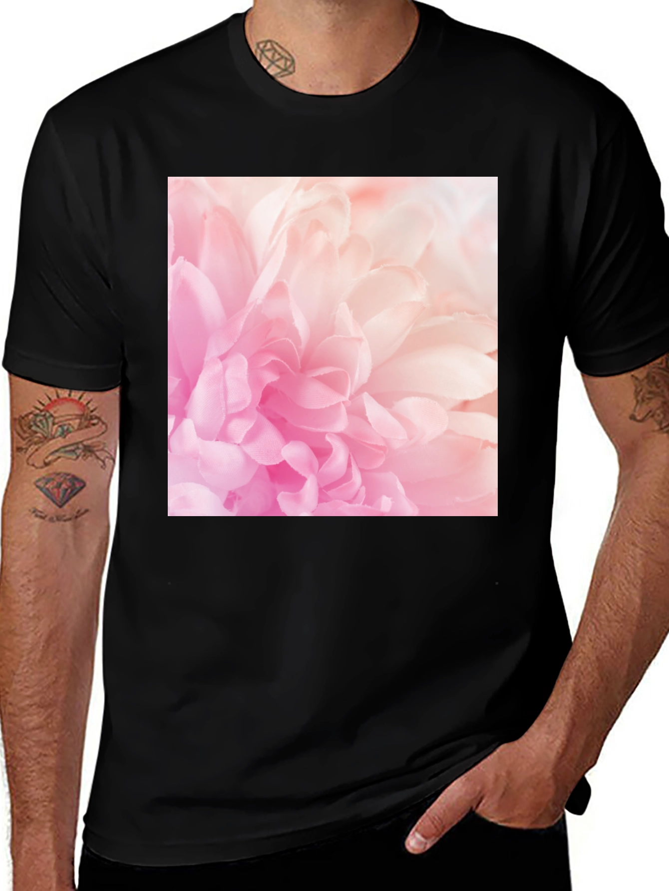 Variant 6 of Floral Print Black T-Shirt