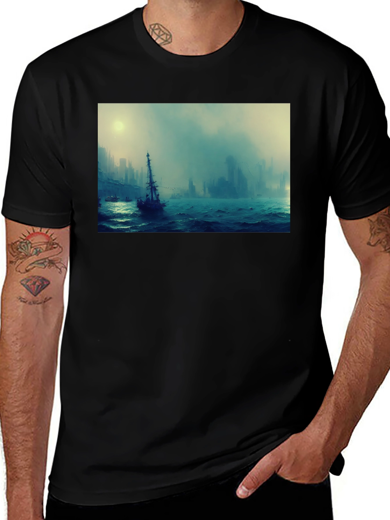 Variant 6 of Mystic Seascape Black T-Shirt