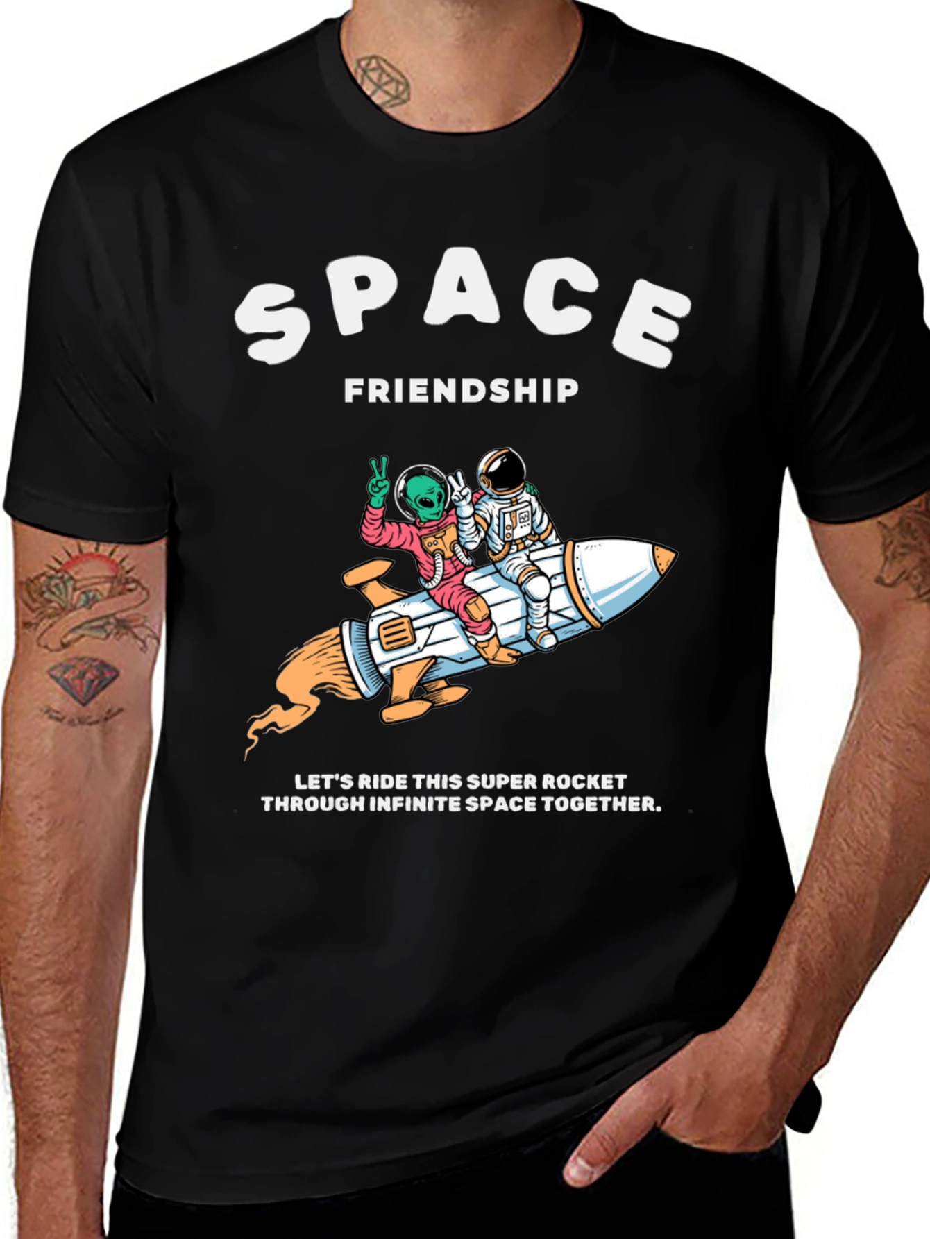 Space Friendship Super Rocket T-Shirt