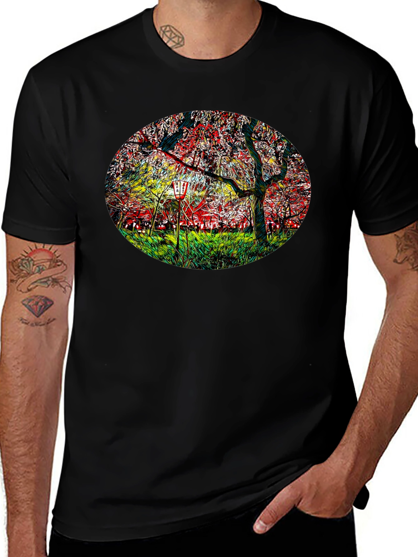 Variant 20 of Cherry Blossom Lantern Black T-Shirt
