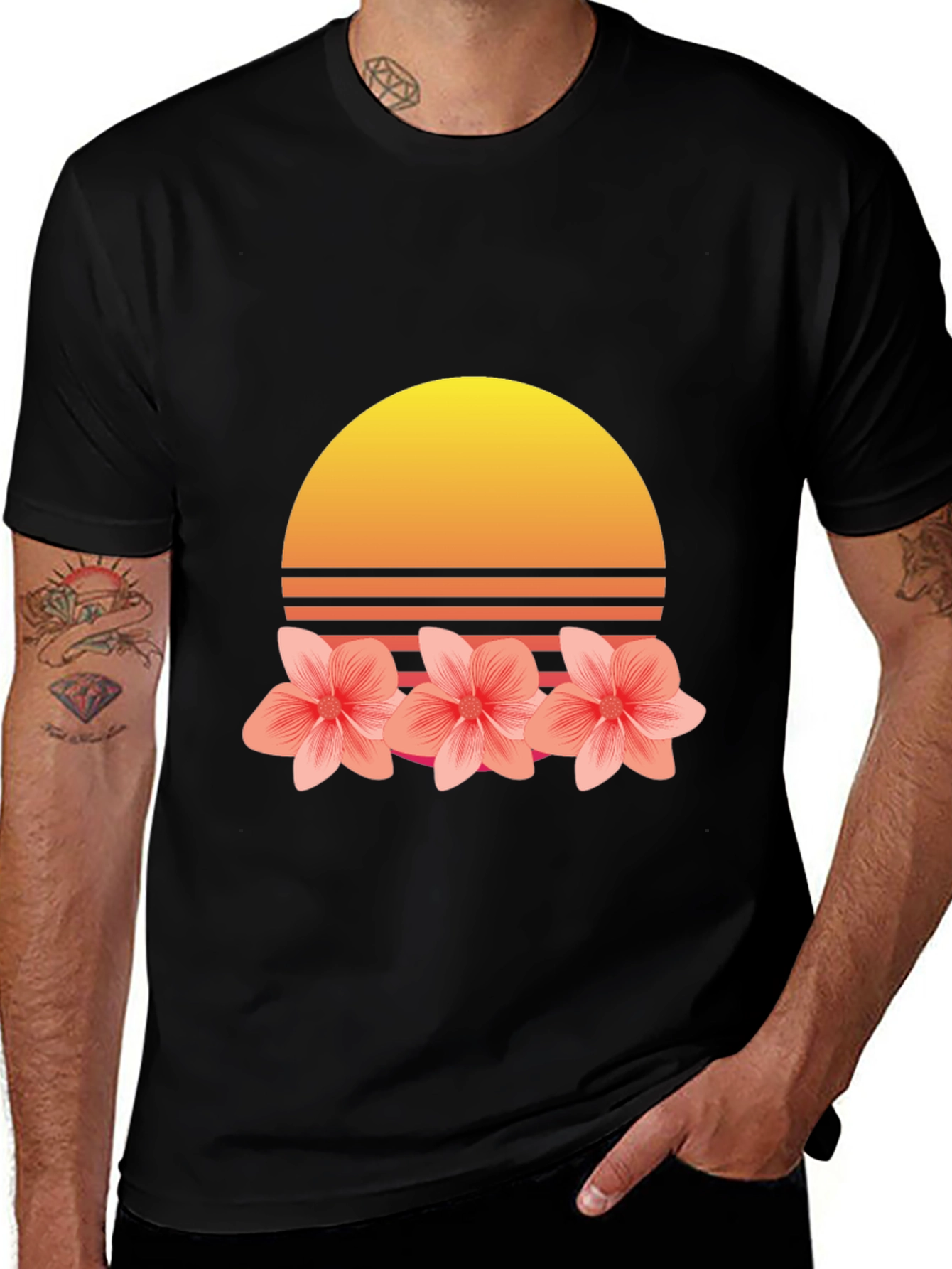 Variant 11 of Retro Sunset Floral T-Shirt