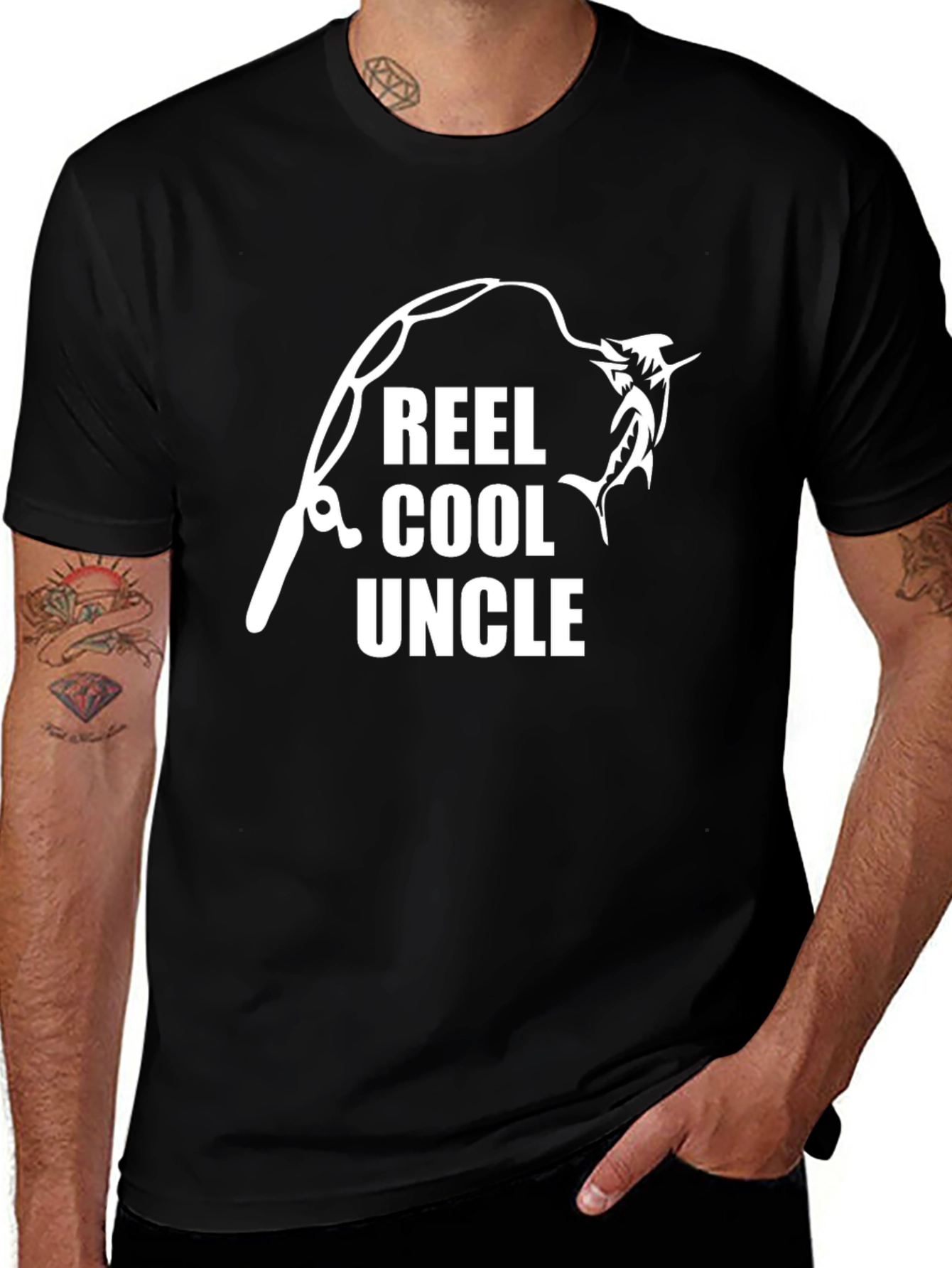 Variant 5 of Reel Cool Uncle Fishing Graphic T-Shirt