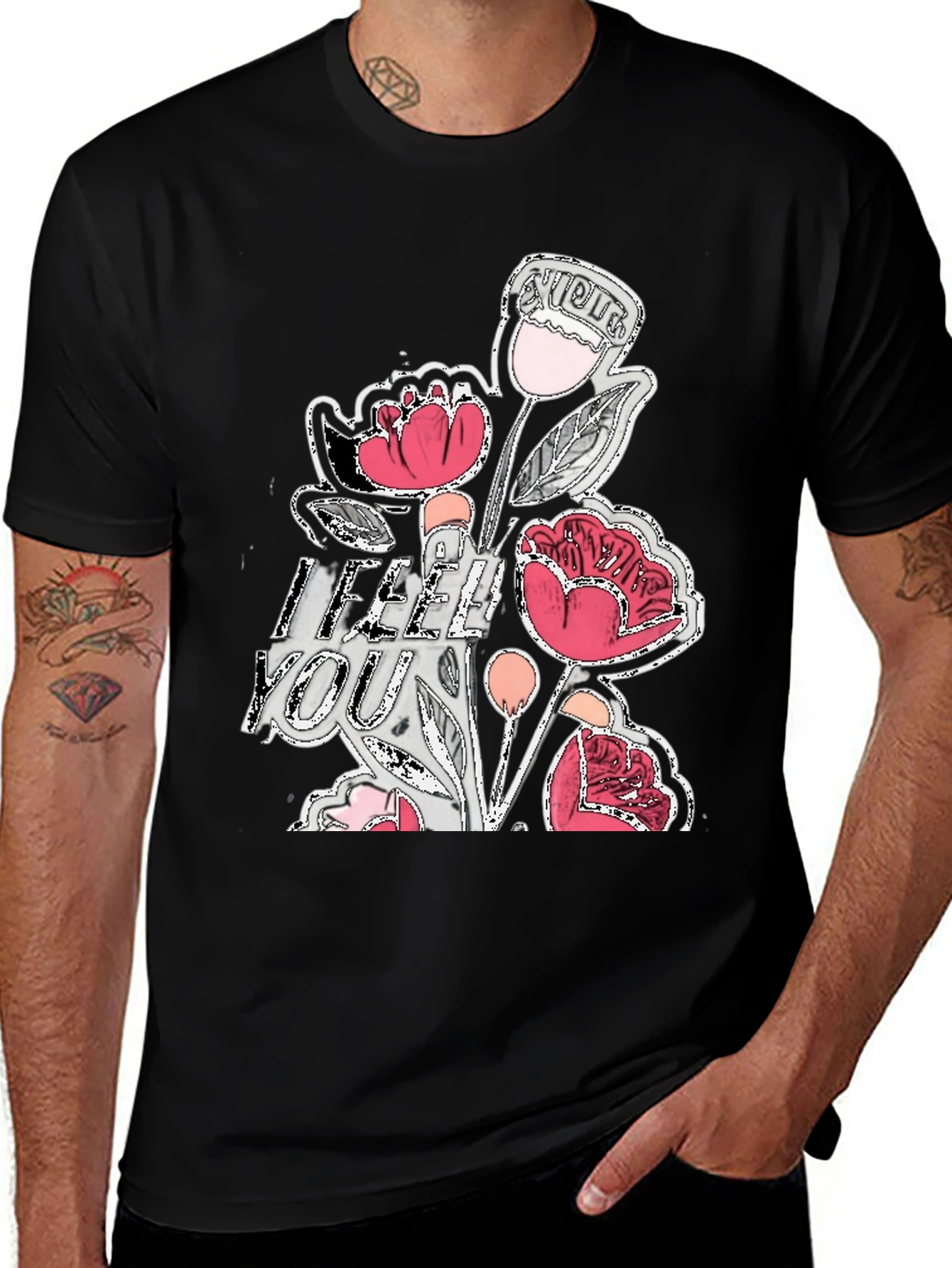 Variant 14 of Floral Graphic Print Crew Neck Tee - Casual Style