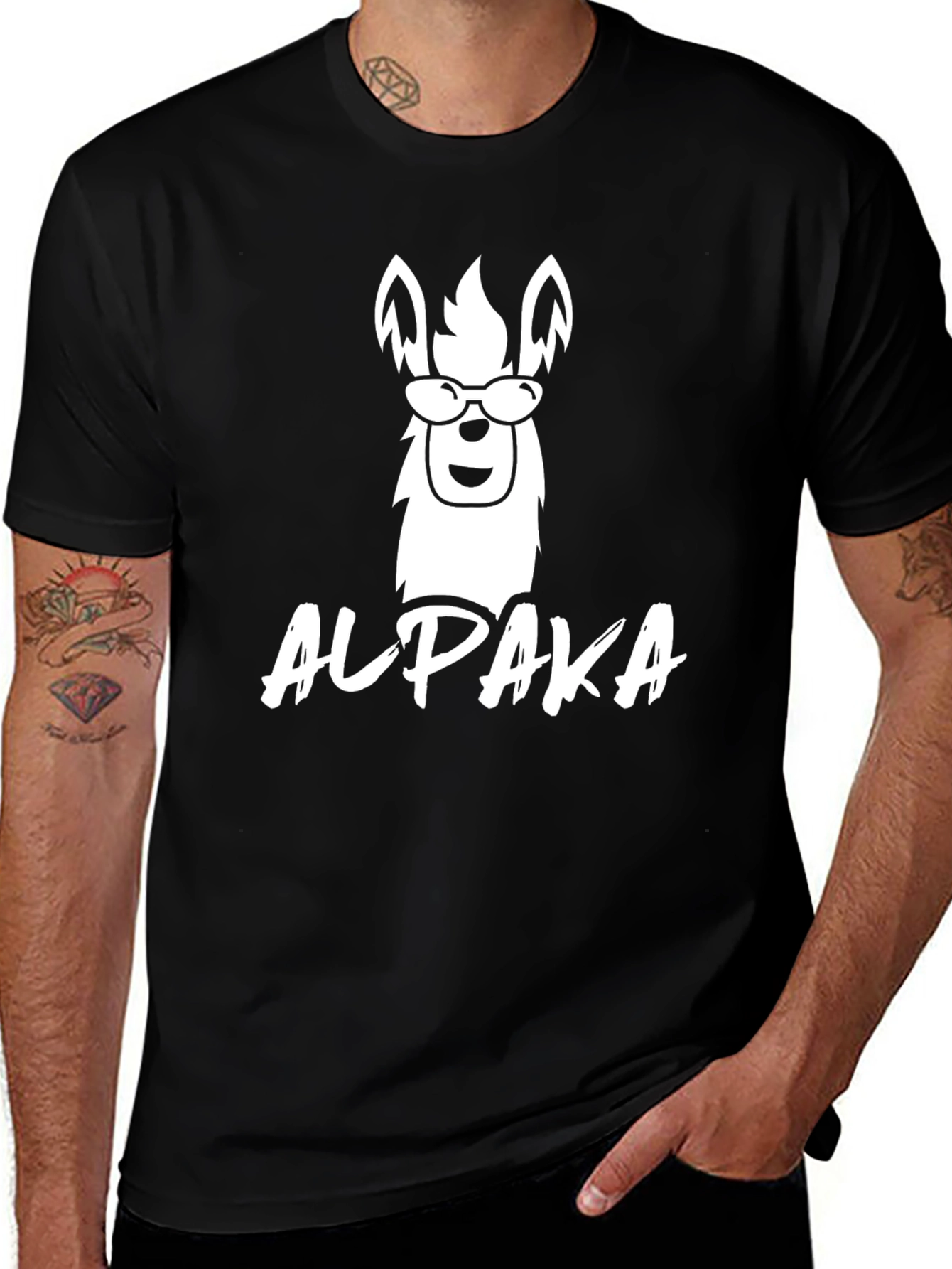 Variant 12 of Cool Alpaca T-Shirt - Black Cotton Tee