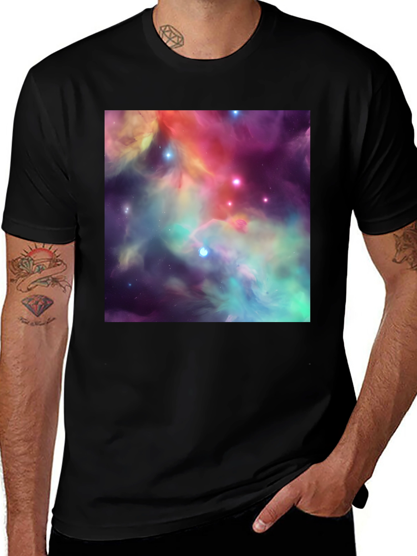 Nebula Print Black T-Shirt