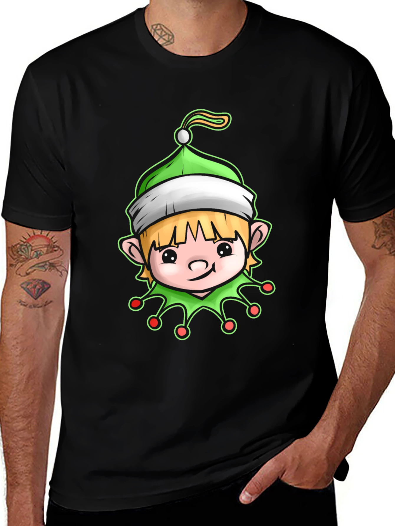 Variant 11 of Festive Elf Graphic Tee - Holiday Cheer