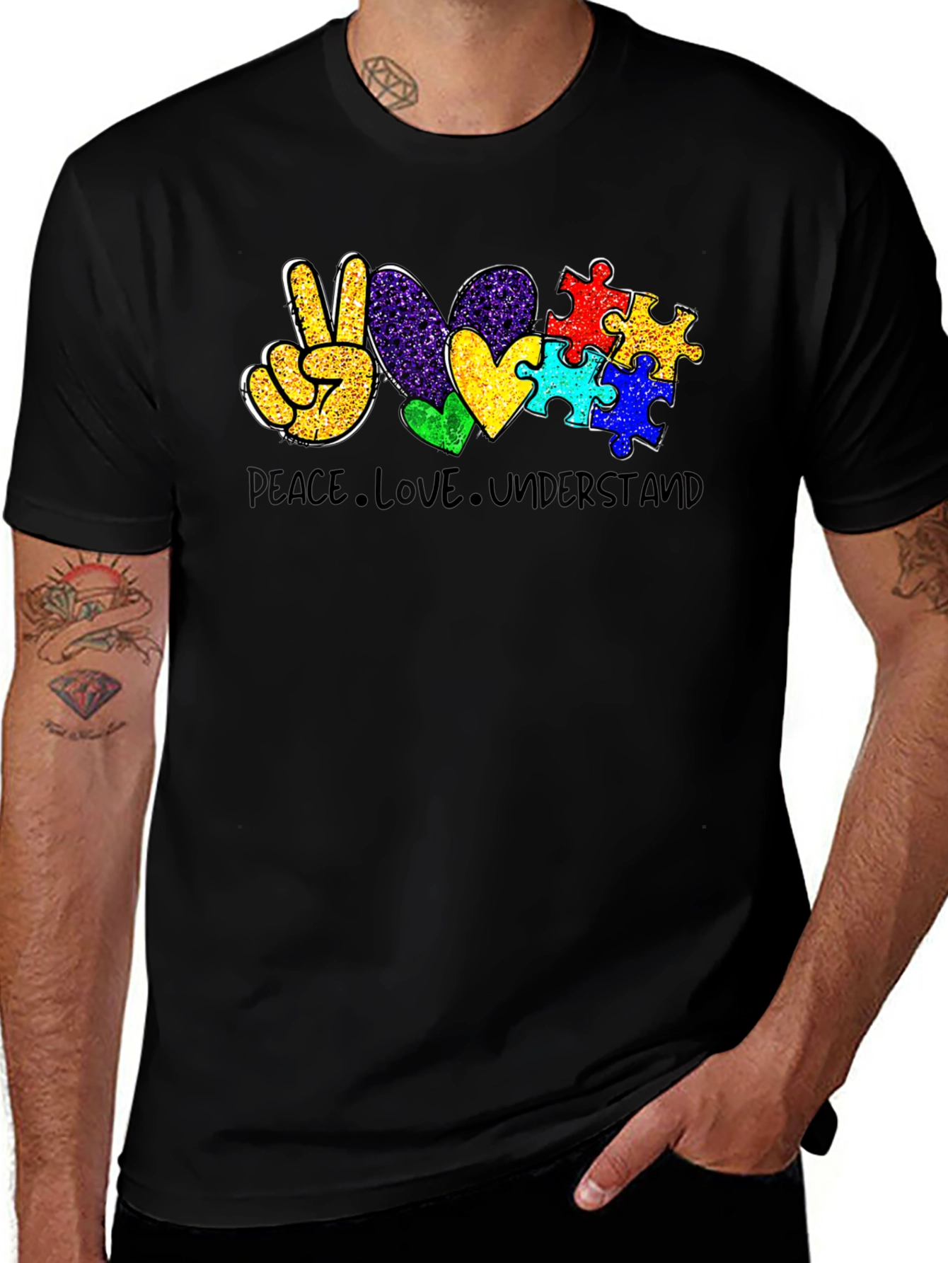 Variant 27 of Peace Love Autism Puzzle T-Shirt