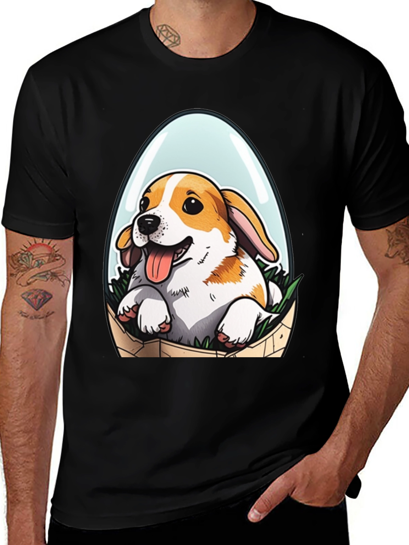 Variant 23 of Cute Dog in Easter Egg T-Shirt