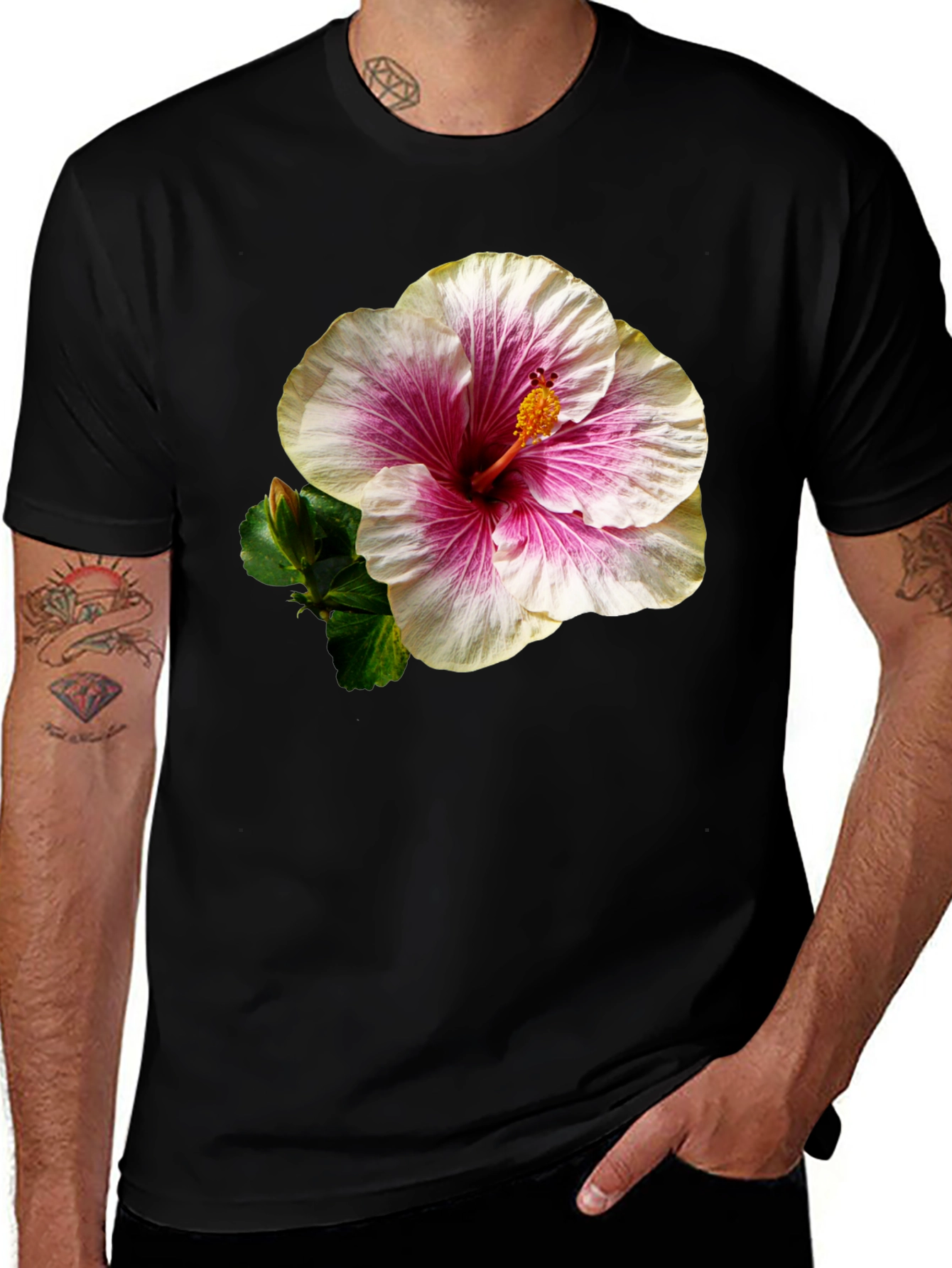Variant 29 of Hibiscus Flower Black T-Shirt
