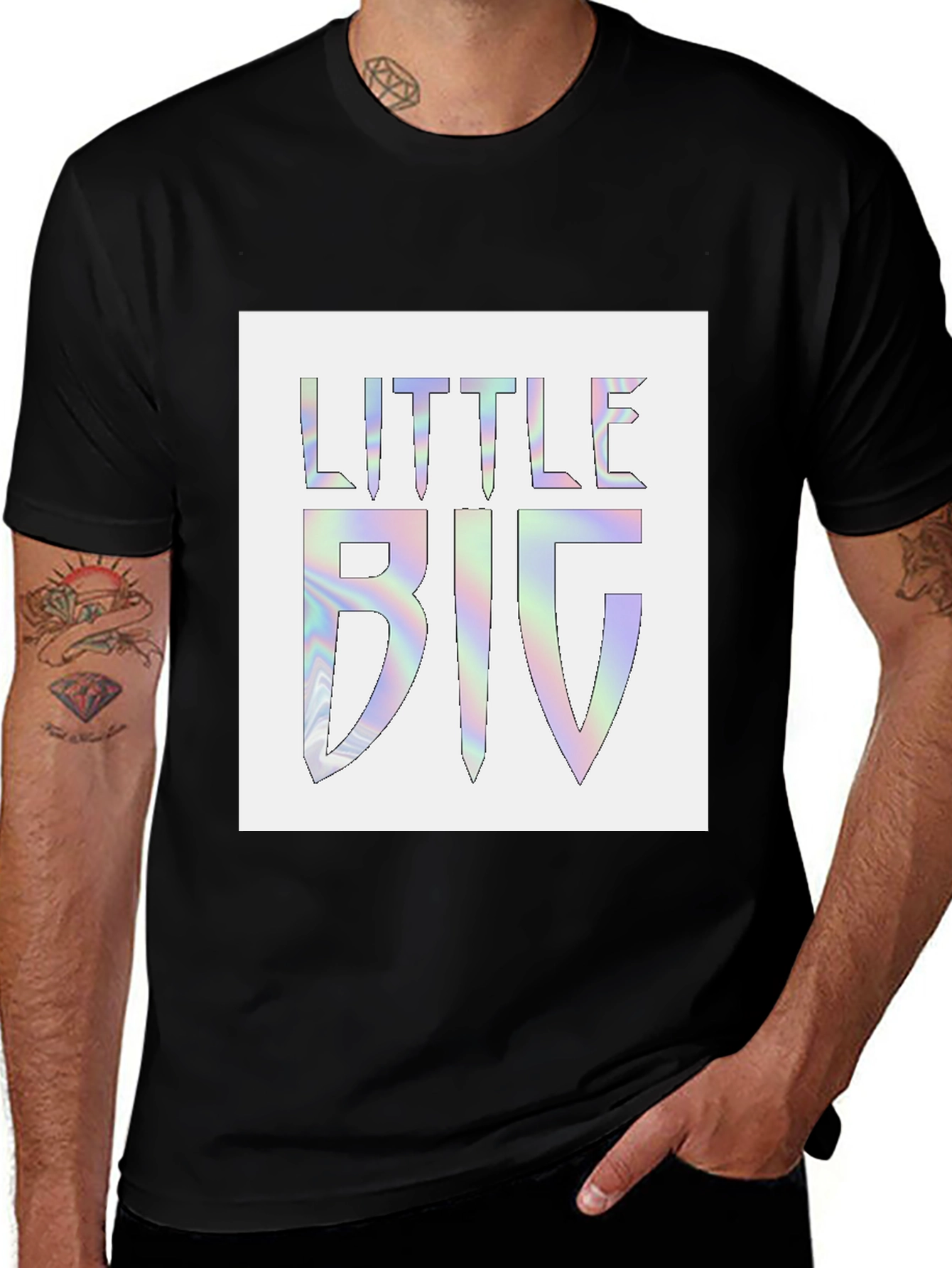 Variant 11 of Little Big Graphic Tee - Holographic Design Black T-Shirt