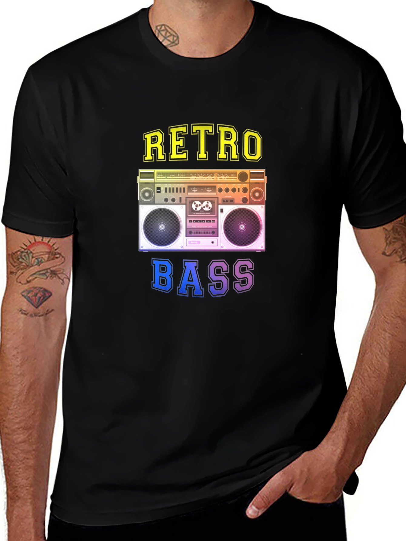 Variant 23 of Retro Bass Graphic Tee - Vintage Boombox Design