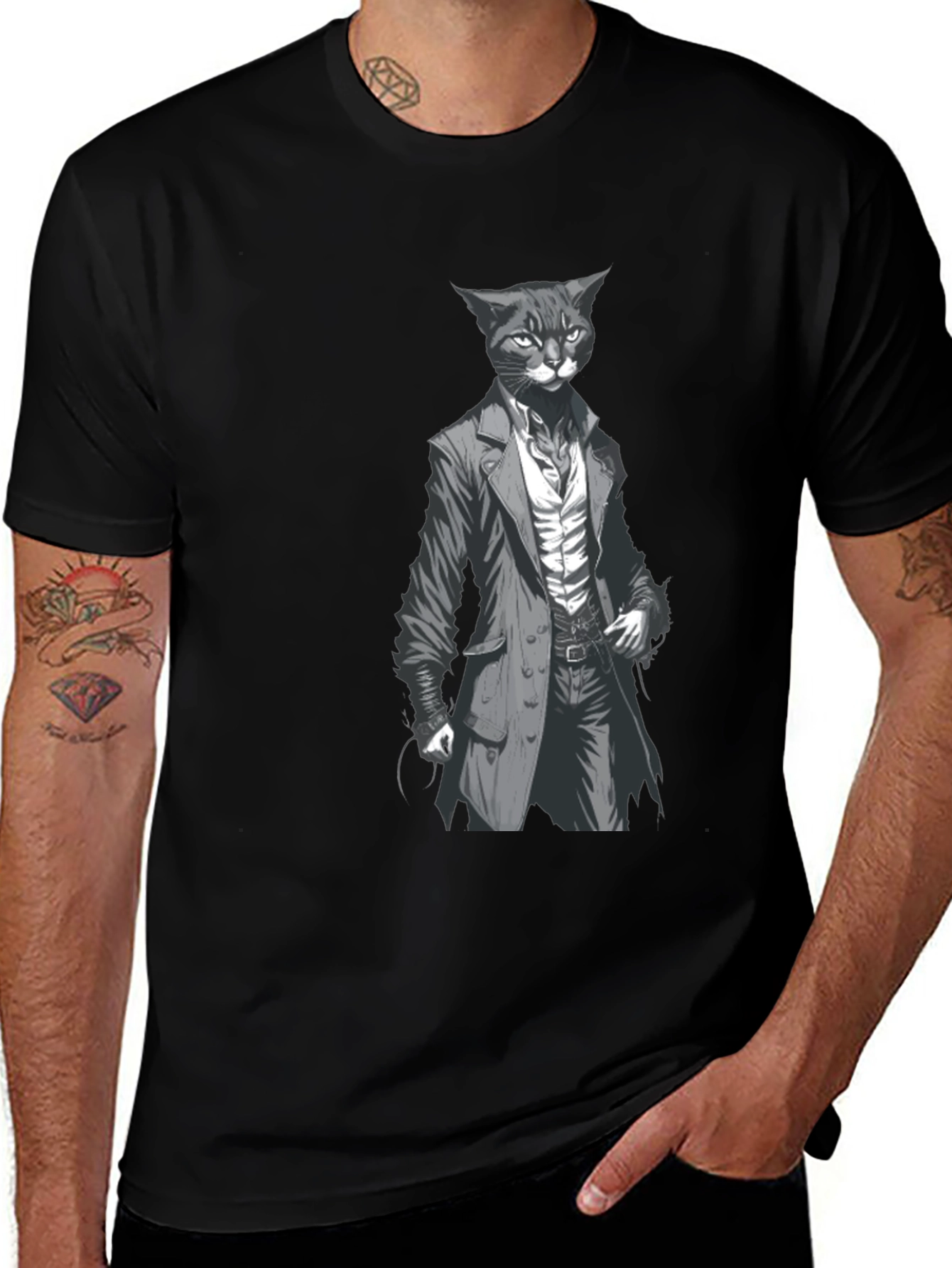 Variant 17 of Dapper Cat T-Shirt: Stylish Feline Fashion Tee